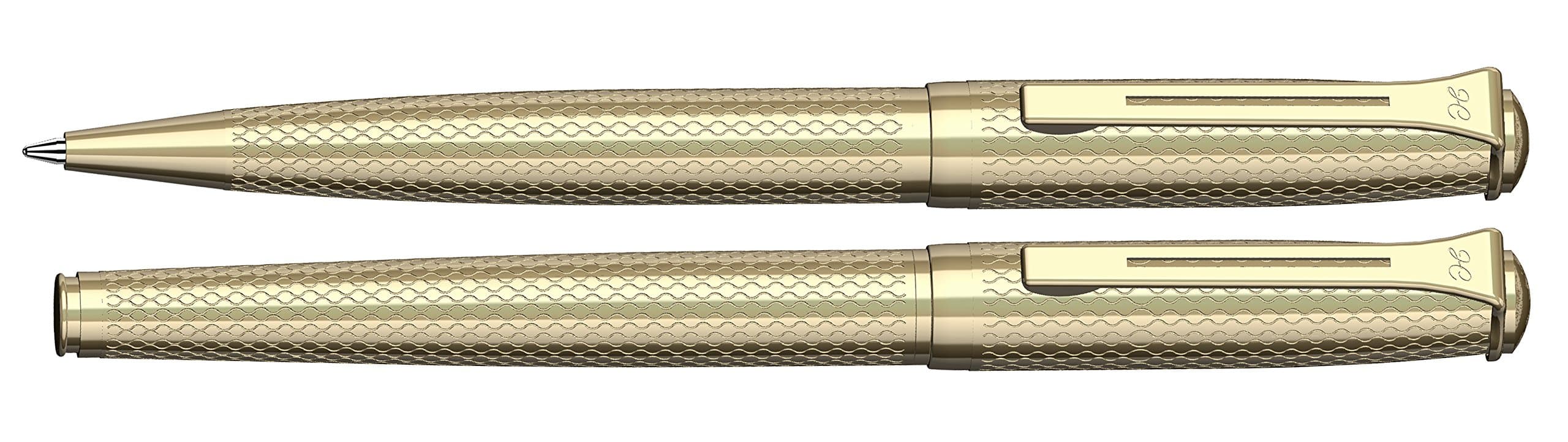 Aspire Gold Roller Pen + Ball Pen Combo Set of 2 with German Technology | Sleek Metal Design | Pens from Lozenge Collection | Luxury Gifts Box for Men & Women