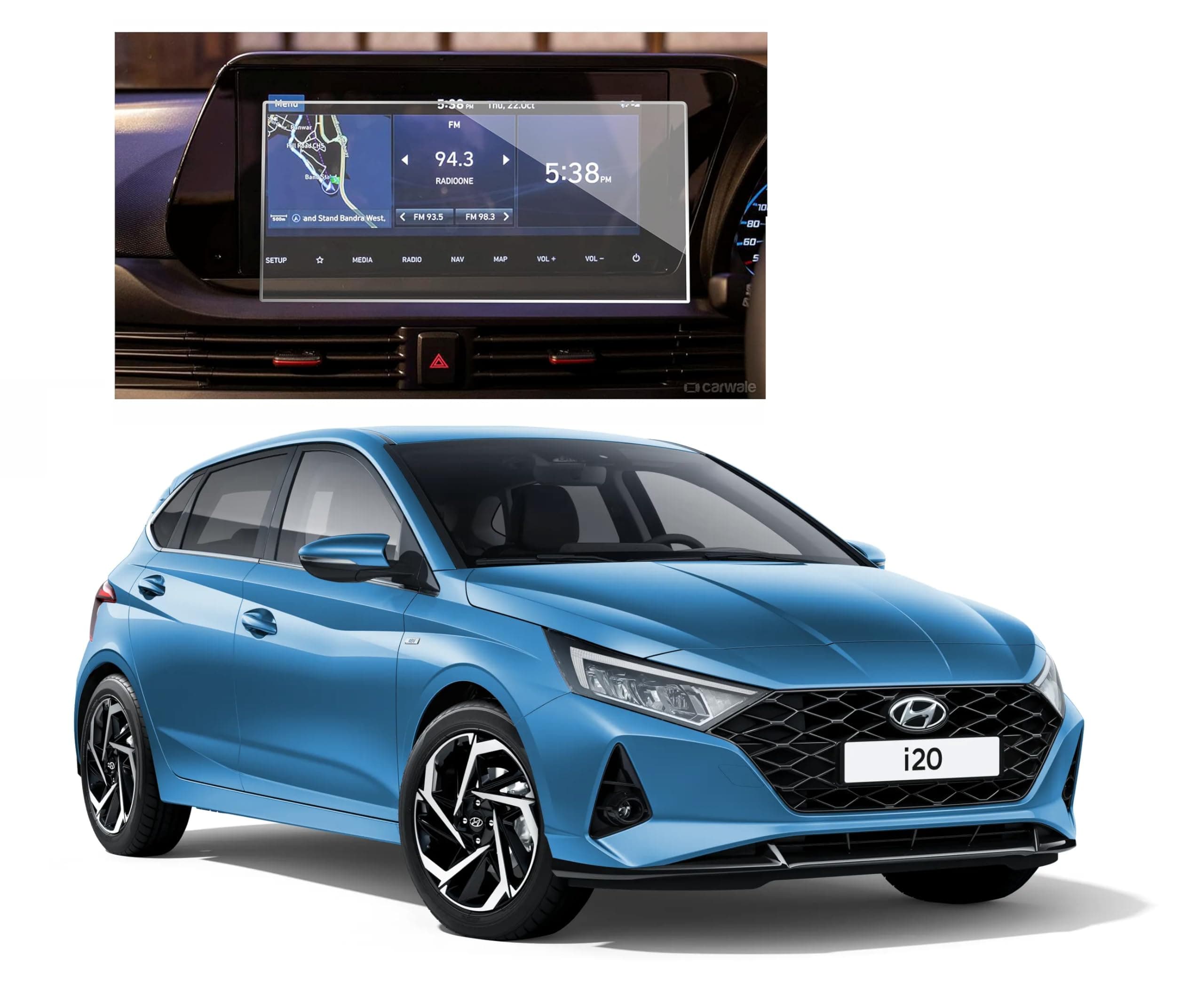 Safety Accessories :: Company Fitted :: Ultra Clear Glossy Finish Screen Guard for Hyundai i20 N Line N6 iMT (8 inch) GPS > Navigation System (Glossy :2)