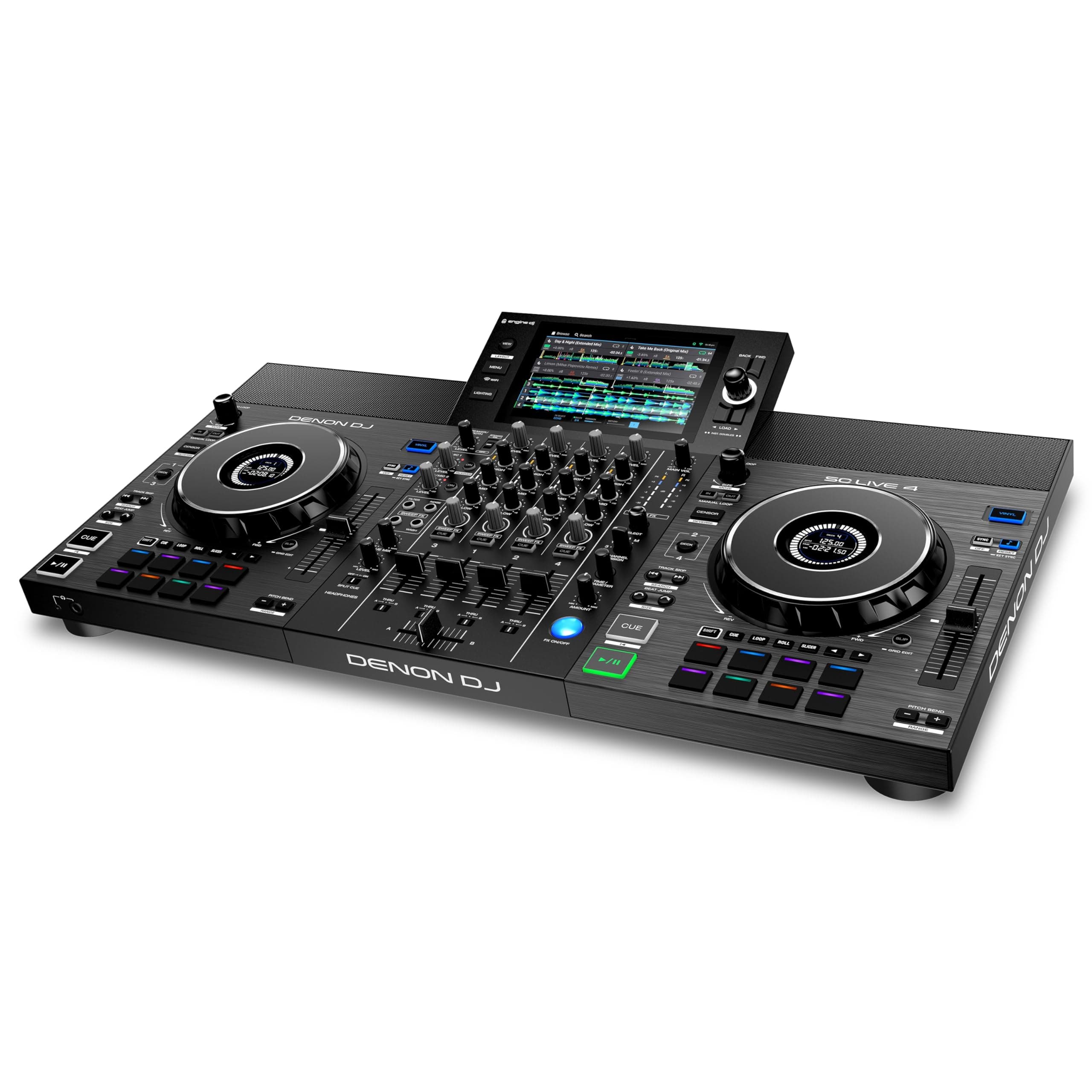 Denon DJ SC LIVE 4 Standalone DJ Controller with Stem Separation on 4-Decks, Wi-Fi Streaming, Build-in Speakers, Serato DJ and Virtual DJ Compatible - Black