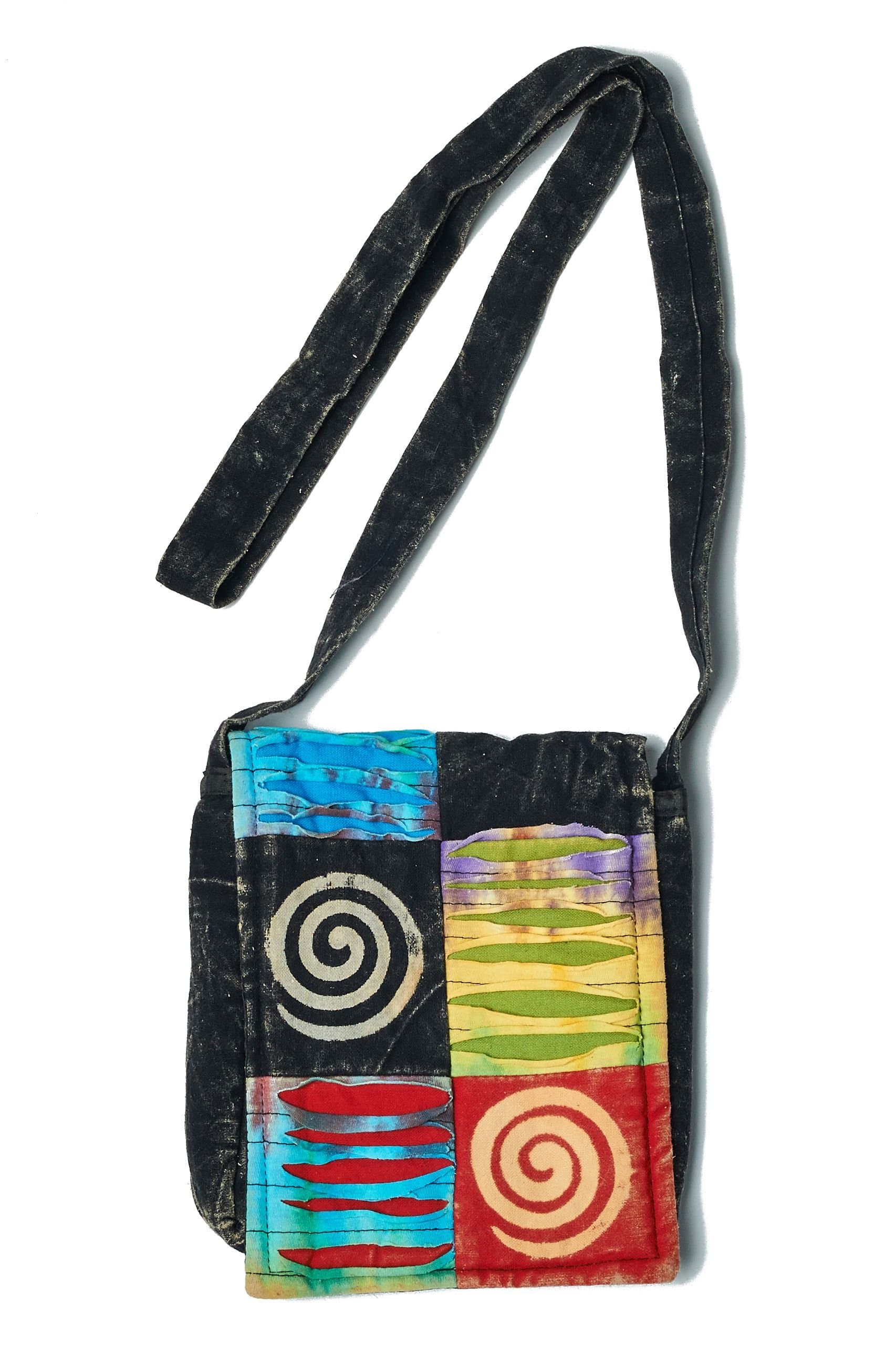Small Cross Body Boho Hippie Razor Cut Torn Look Patchwork Bag Multi