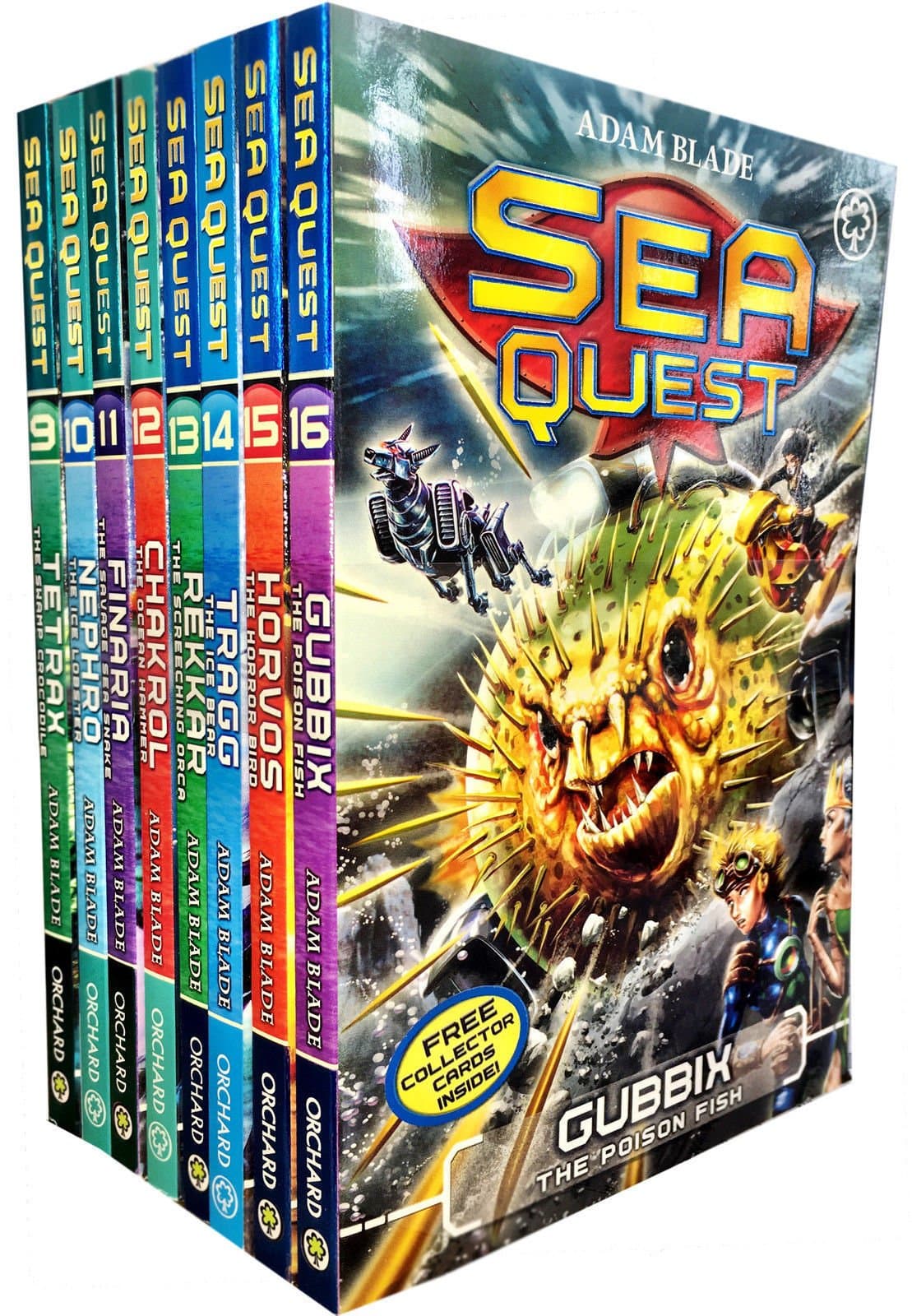 Sea Quest Series 3 and 4 Collection Adam Blade 8 Books Set (Tetrax, Nephro, Finaria the Savage, Chakrol, Rekkar the Screeching Orca, Tragg the Ice Bear, Horvos the Horror Bird, Gubbix the Poison Fish)