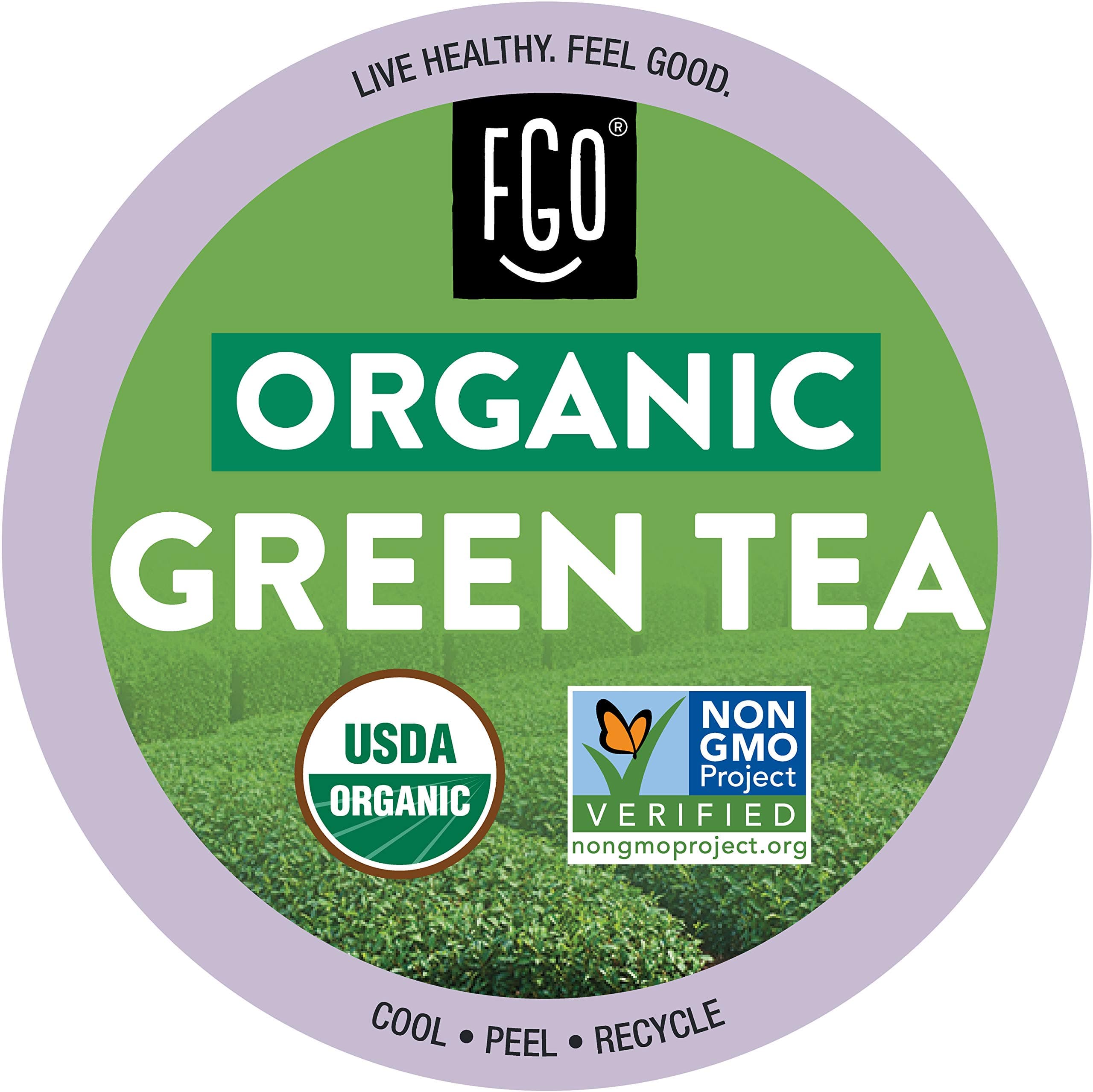 FGO Organic Green Tea K-Cup Pods, 24 Pods - Keurig Compatible - Naturally Occurring Caffeine, Premium Green Tea is USDA Organic, Non-GMO, & Recyclable