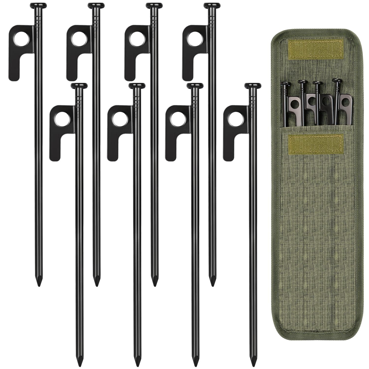 8/16/32 Pack 8in Heavy Duty Forged Steel Tent Stakes, with Storage Bag, for Camping