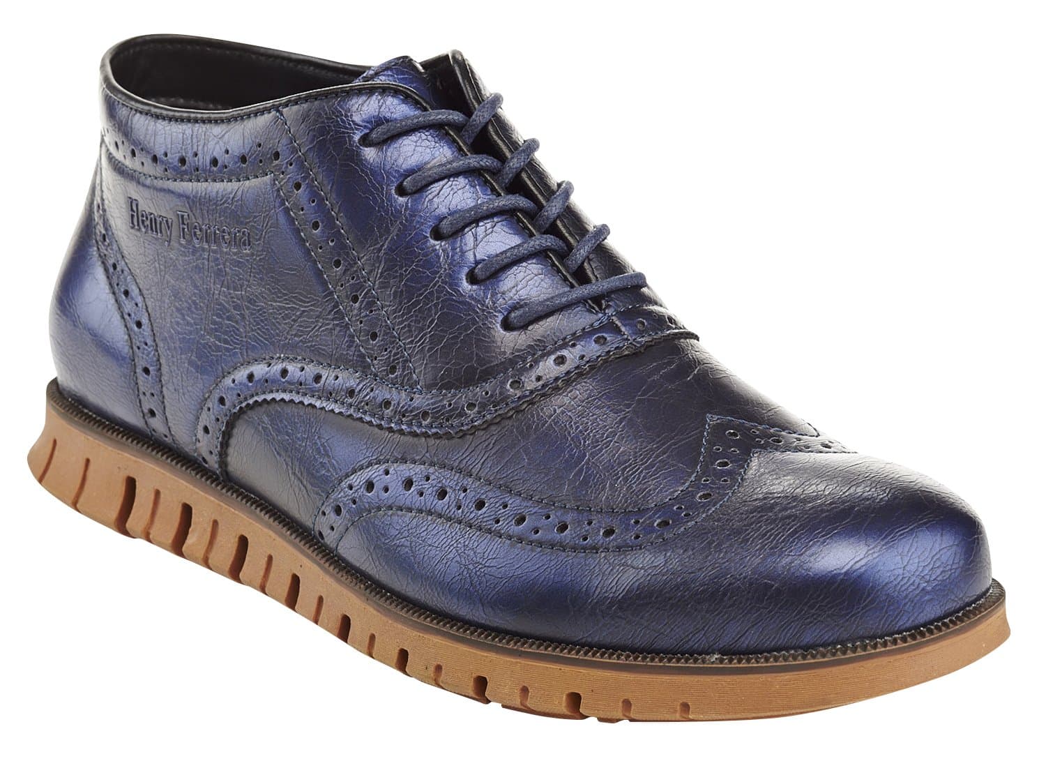 Henry Ferrera Men's Casual Wingtip Brogue Oxford Shoes, Blue, 11 D(M) US