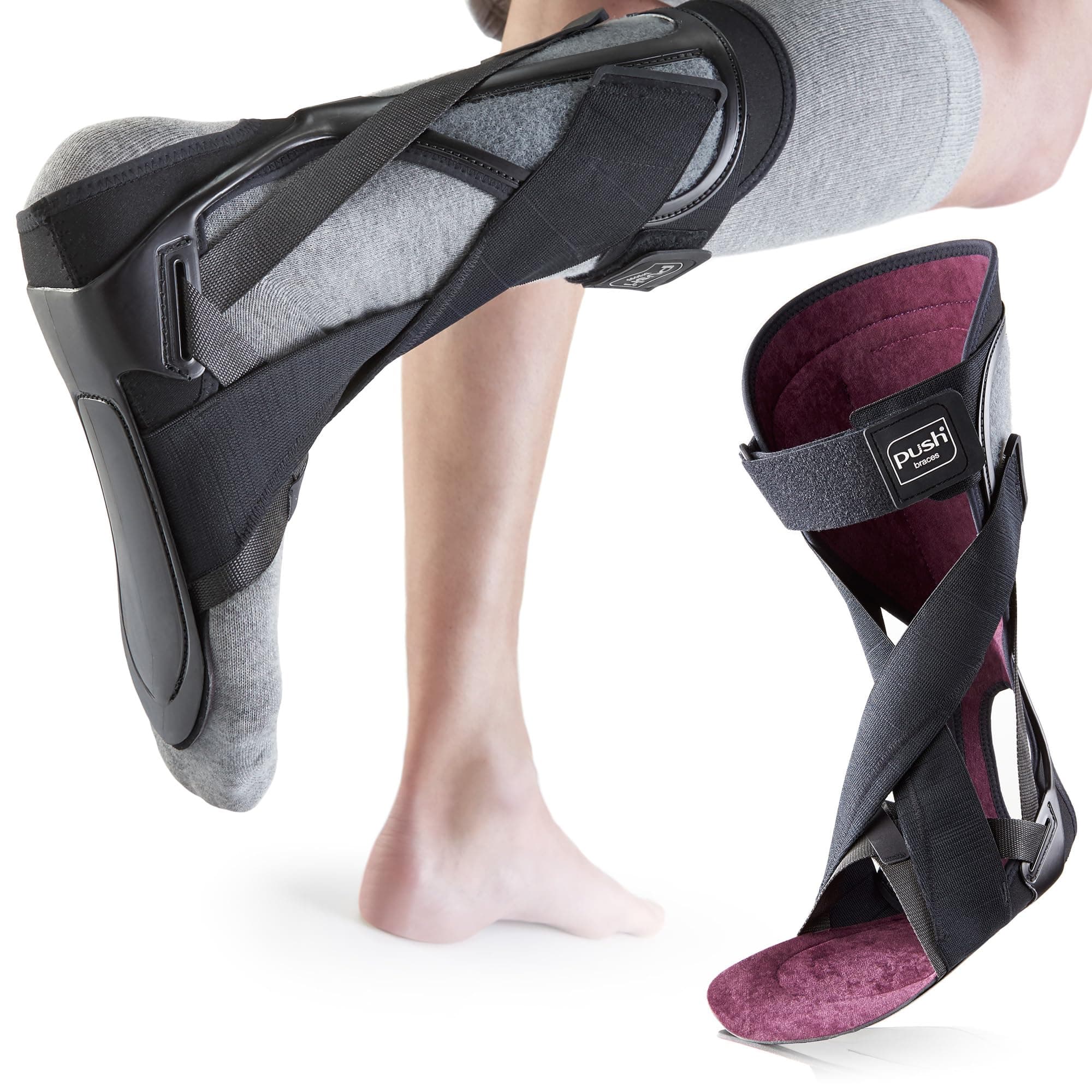 PUSH Foot Drop Brace - AFO Brace Helps Raise Shoes, Drop Foot Splint for Ankle Joint - Support Nerve Injury, Position, Relieve Pressure, Ankle & Foot Orthosis - Right Size 1