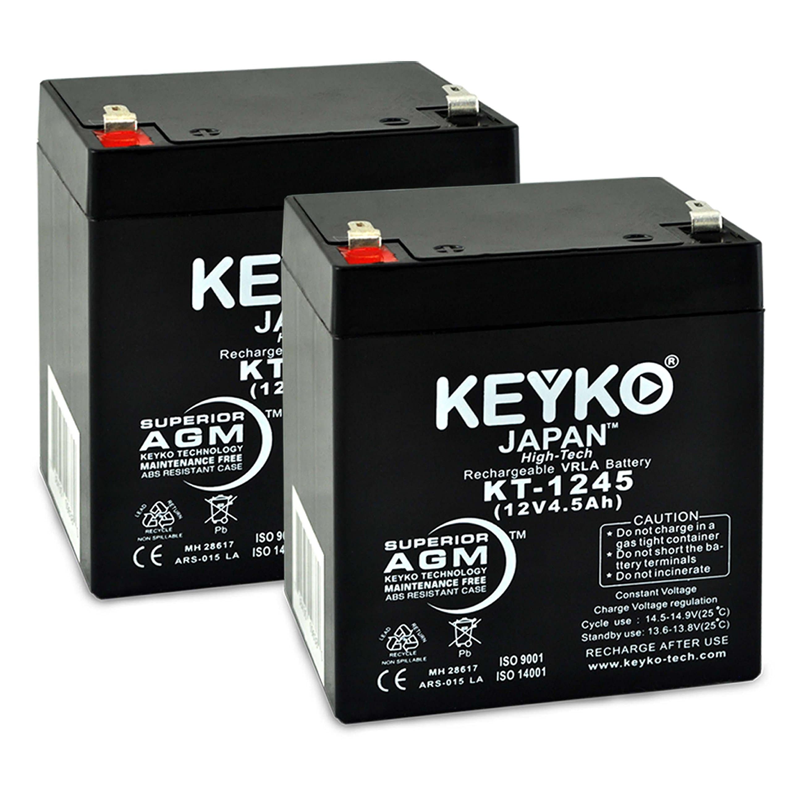 Razor E100/E125(V16+), E150 (V6+), E175 (V1+) & eSpark Scooter Battery 12V 4.5Ah FRESH & Real 4.5 Ah - SLA Sealed Lead Acid AGM Rechargeable Replacement Genuine KEYKO F1 Terminal - 2 Pack