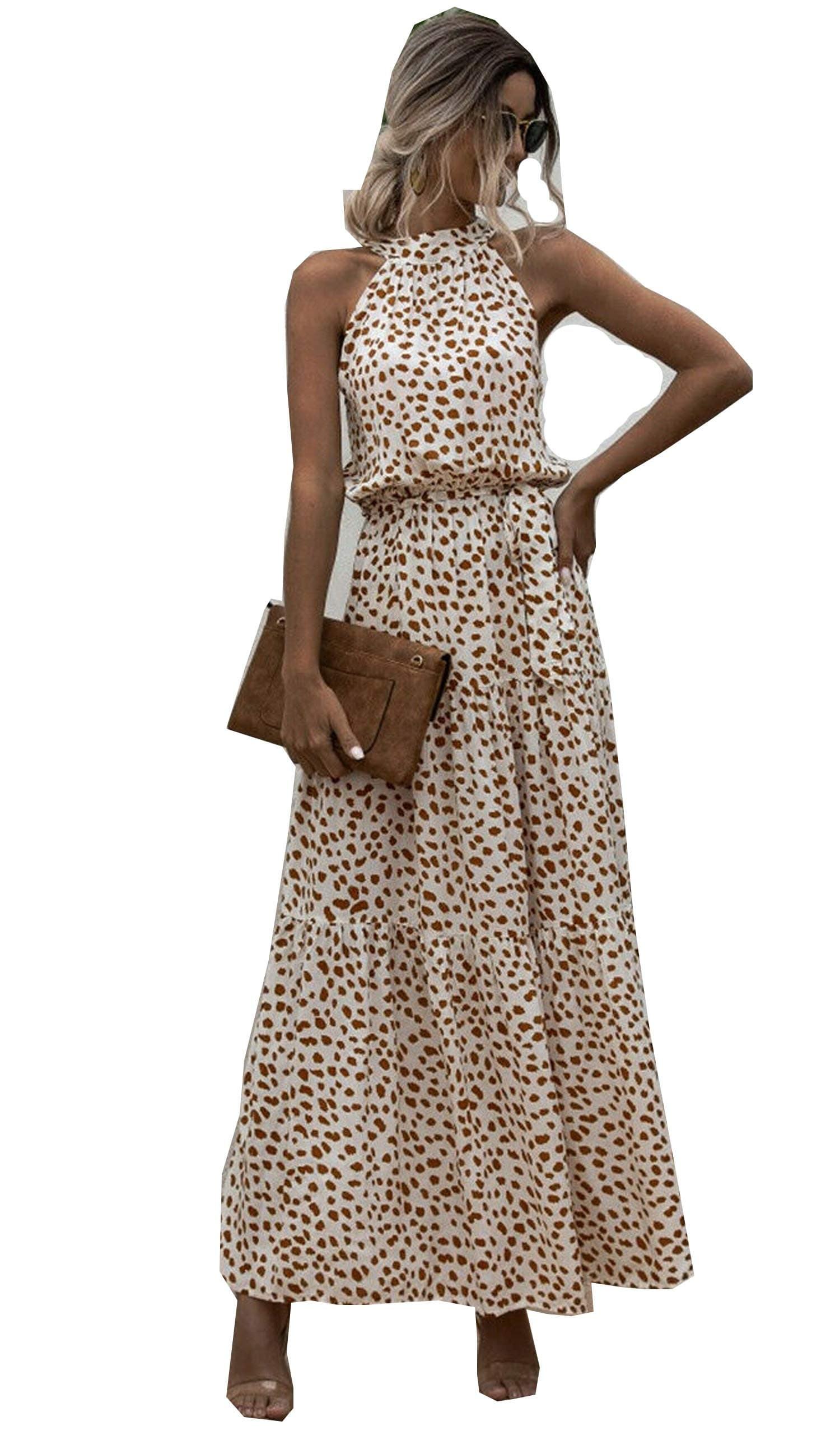 UK Womens Holiday Sleeveless Ladies Maxi Long Summer Floral Print Beach Dress Size 6-14