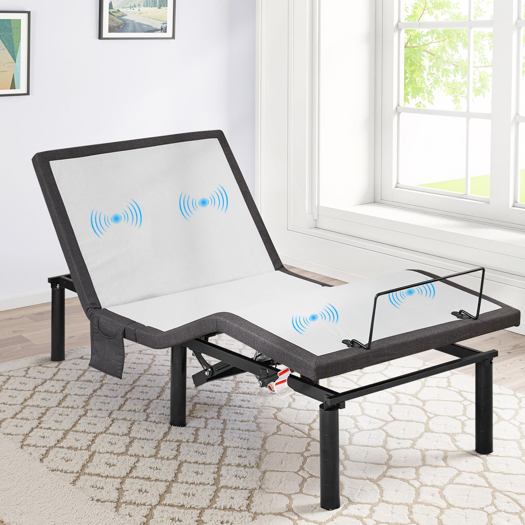 Adjustable Bed Frame with Massage, Zero Gravity Adjustable Bed Base with 4 USB Ports & Under-Bed Night Light, Storage Pocket, Wireless Remote Control, Twin XL Size