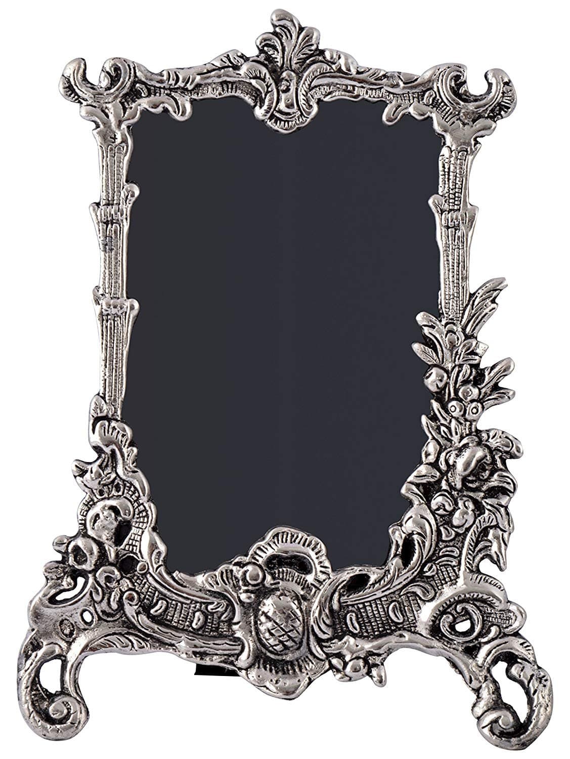 HOUZZPLUS Handicraft White Metal Photo Frame Antique Silver Victorian Style with Floral Hand Craving (19 cm x 1 cm x 25 cm, Silver)