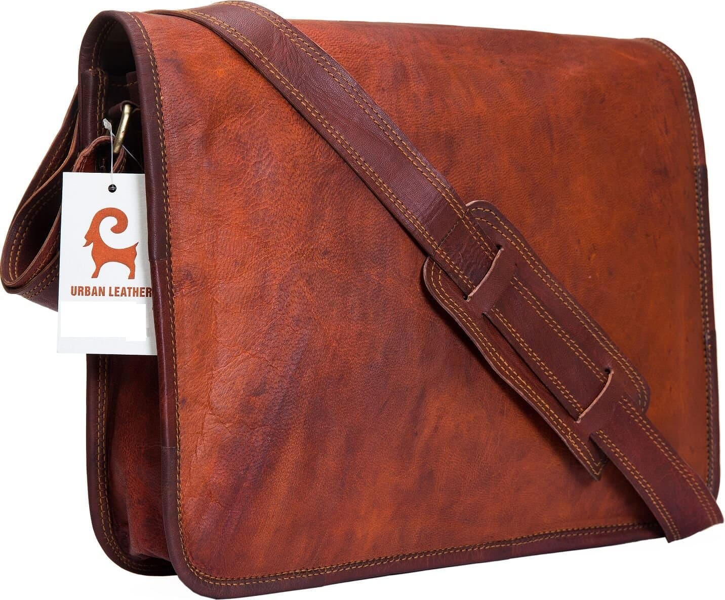 Urban Leather 16.5 inch Attaché Laptop Messenger Bag Mens Carry Case File PC Bag for Teen Boys Girls Executive Office Briefcase Satchel Bag Shoulder Bag