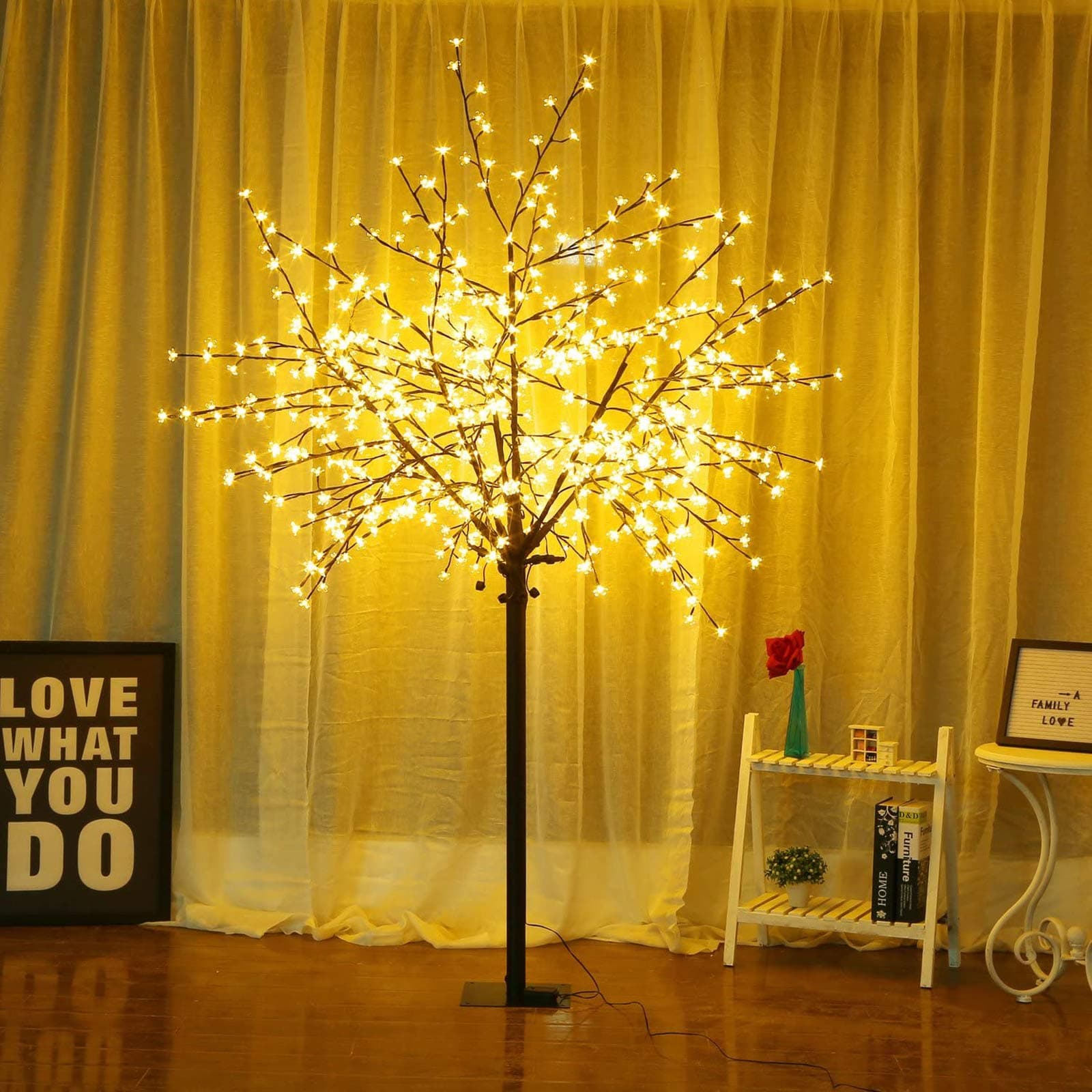 Bolylight LED Cherry Blossom Tree 8ft 500L LED Decoration Lighted Tree for Bedroom/Party/Wedding/Office/Home, Indoor and Outdoor Use Warm White