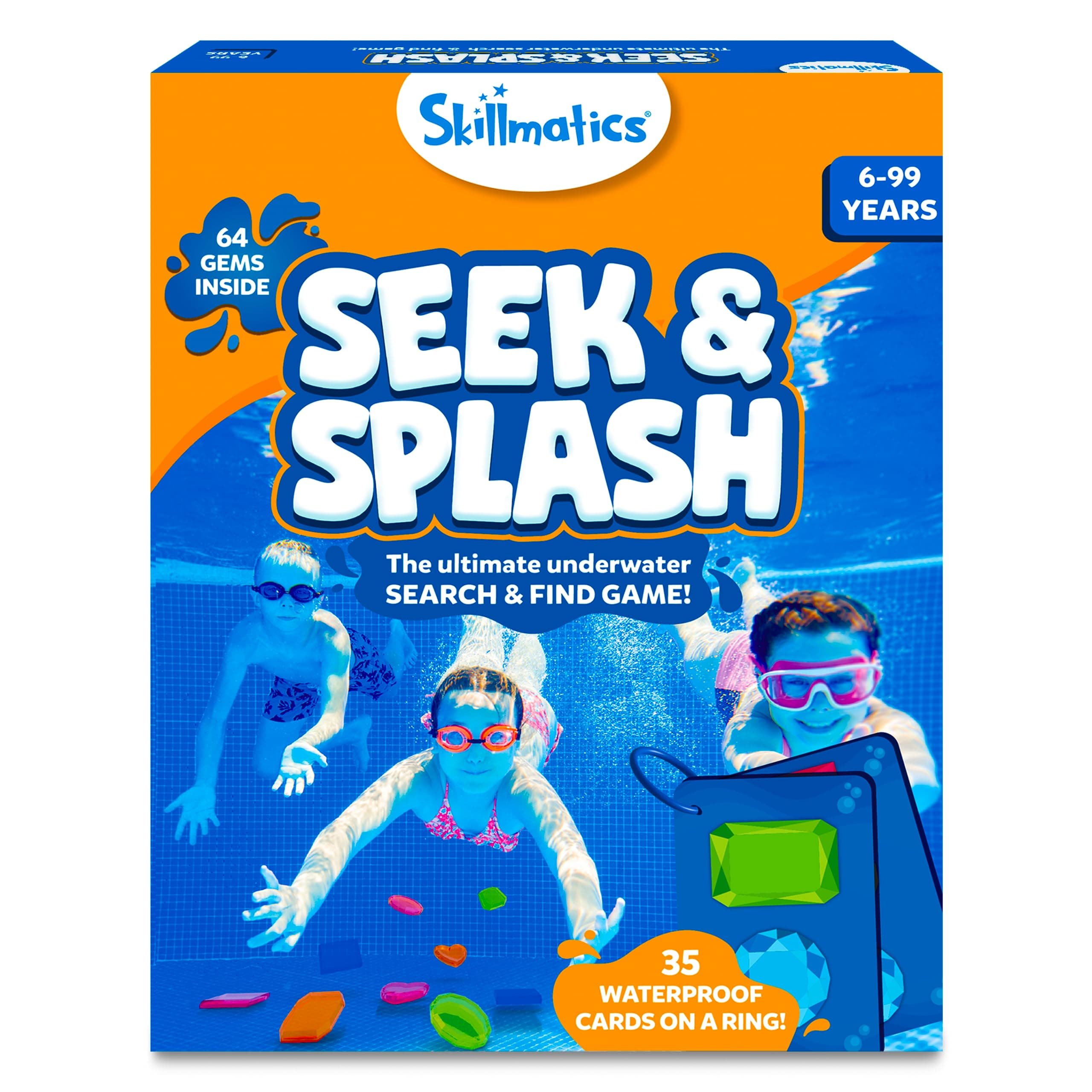 Skillmatics Pool Toys - Seek & Splash, Search & Find Water Game, Swimming Pool Dive Toy for Kids, Summer Fun & Gifts for Boys & Girls Ages 6, 7, 8, 9, 10, 11 & Up, Includes 64 Colorful Gems