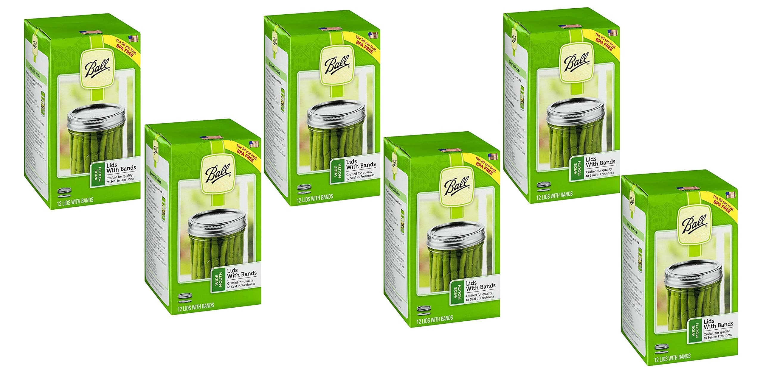 Ball Mason Jar Lids with Bands, Wide Mouth, 12 CT (Pack of 6)