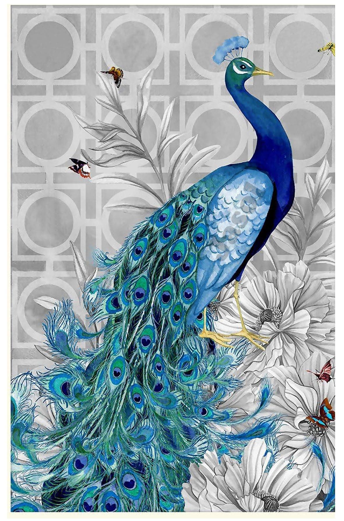 Jasol Diamond Painting Kit, 40x30 Cms, Full Drill, 5D Crystals, Home Wall Decor Gift Set (Peacock M45526)