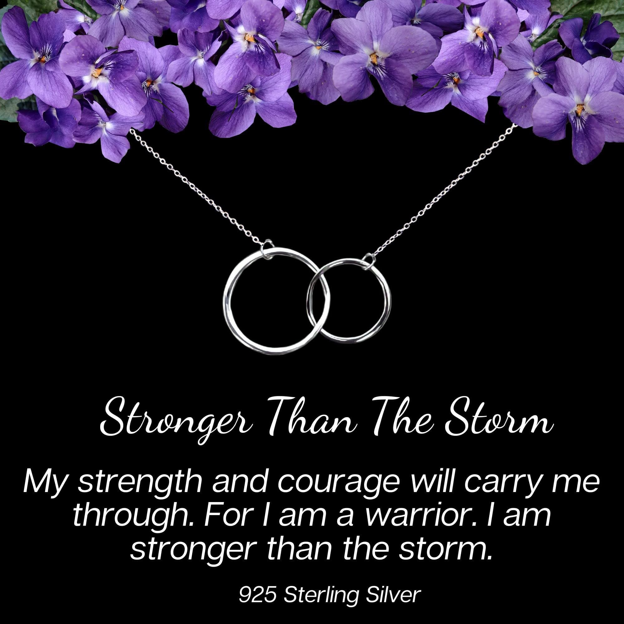 Jarvin Gardens925 Sterling Silver Necklace Stronger Than The Storm, Thinking Of You Gifts for Women, Inspirational Necklace, Warrior Necklace, Encouragement gifts for women, Infinity Circle Pendant Necklace, 18