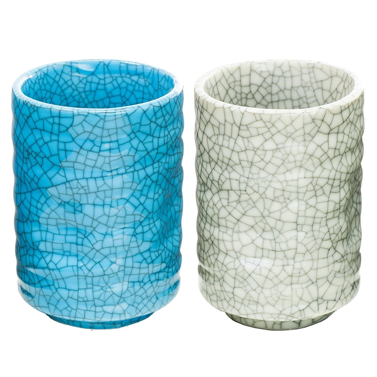 Japanese blue & white tea cups, set of 2, 8 ounce