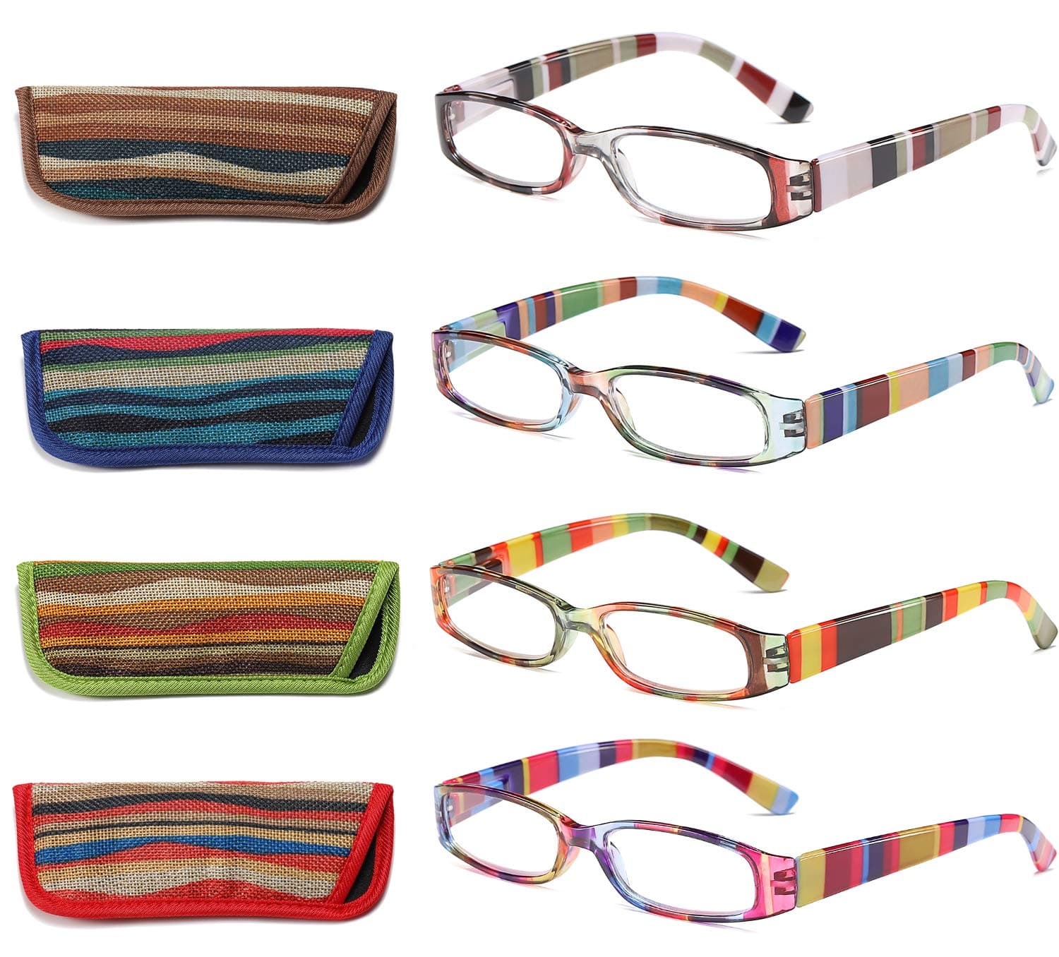Reading Glasses 4 Pairs Fashion Ladies Readers Spring Hinge with Pattern Print Eyeglasses for Women +1.75