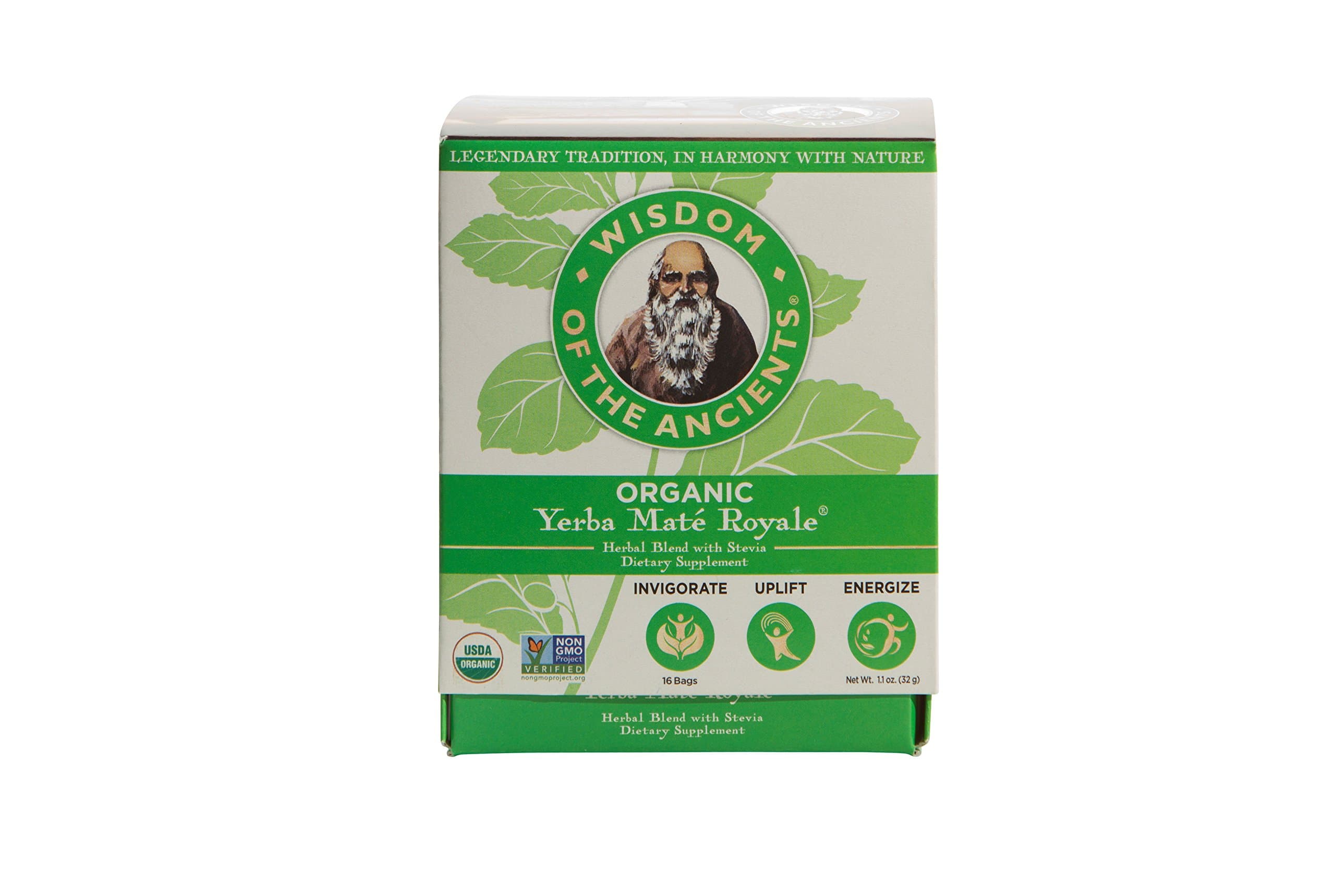 WISDOM OF THE ANCIENTSOrganic Yerba Maté Tea Bags, Royale, 1.1 oz