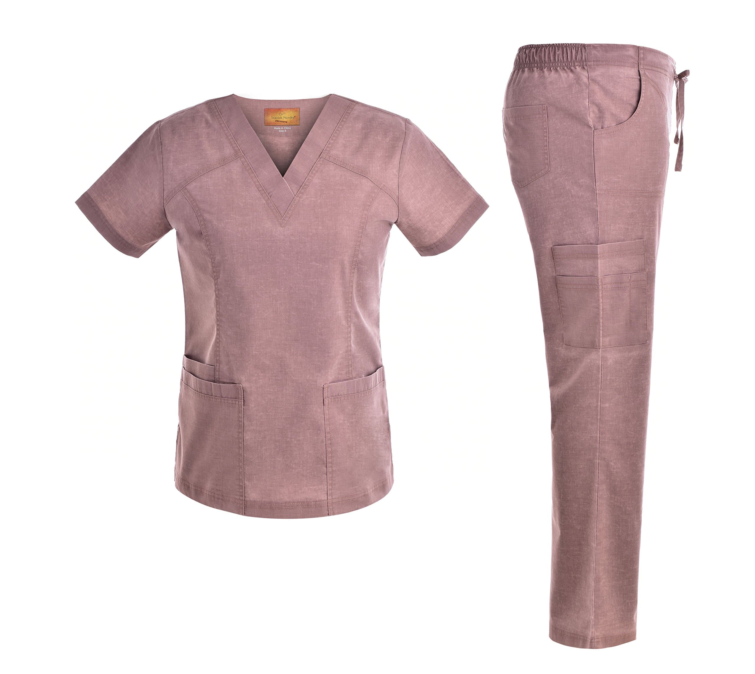 V Neck Stretch Women Set - Multiple Pockets Women Workwear Uniforms JS1609