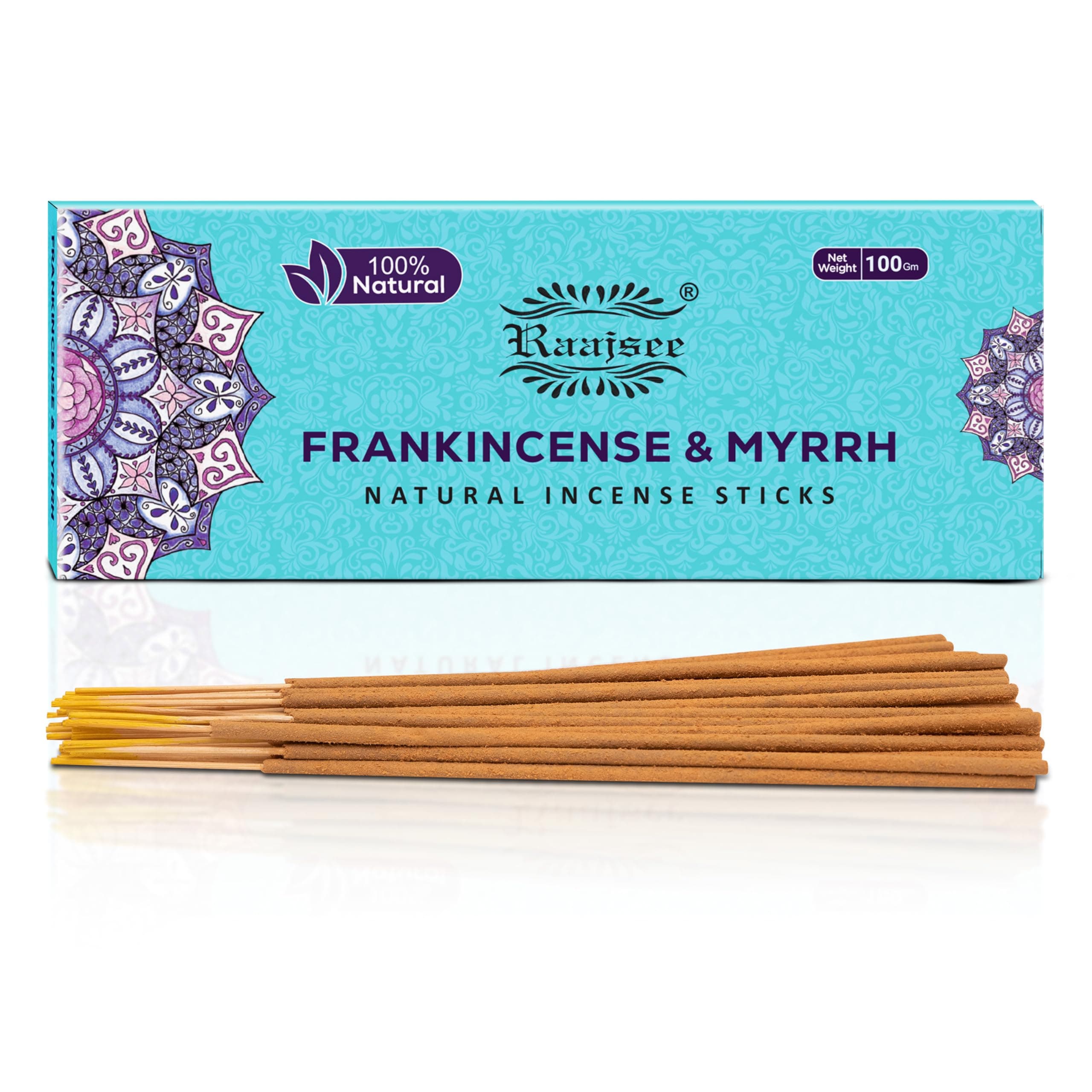 Pure Frankincense & Myrrh Incense Sticks, 100%-Natural Charcoal Free Organic Non Toxic Clean Burning Handmade Insence Sticks 100 gm Pack, Meditation Gifts – Spritual Cleansing