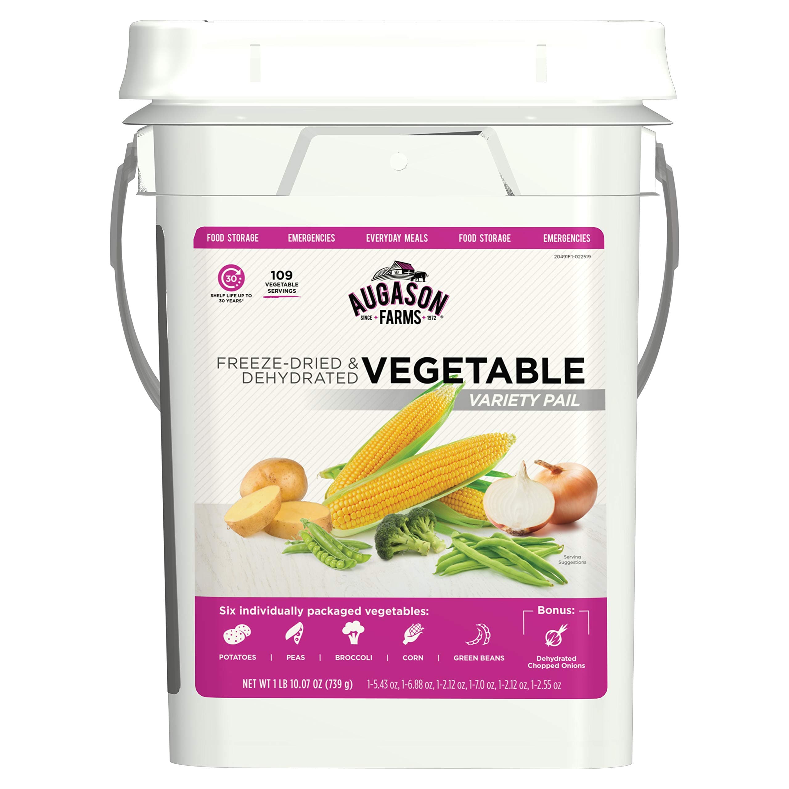 Freeze Dried Vegetable Variety Pail, Emergency Food Supply, Everyday Meals