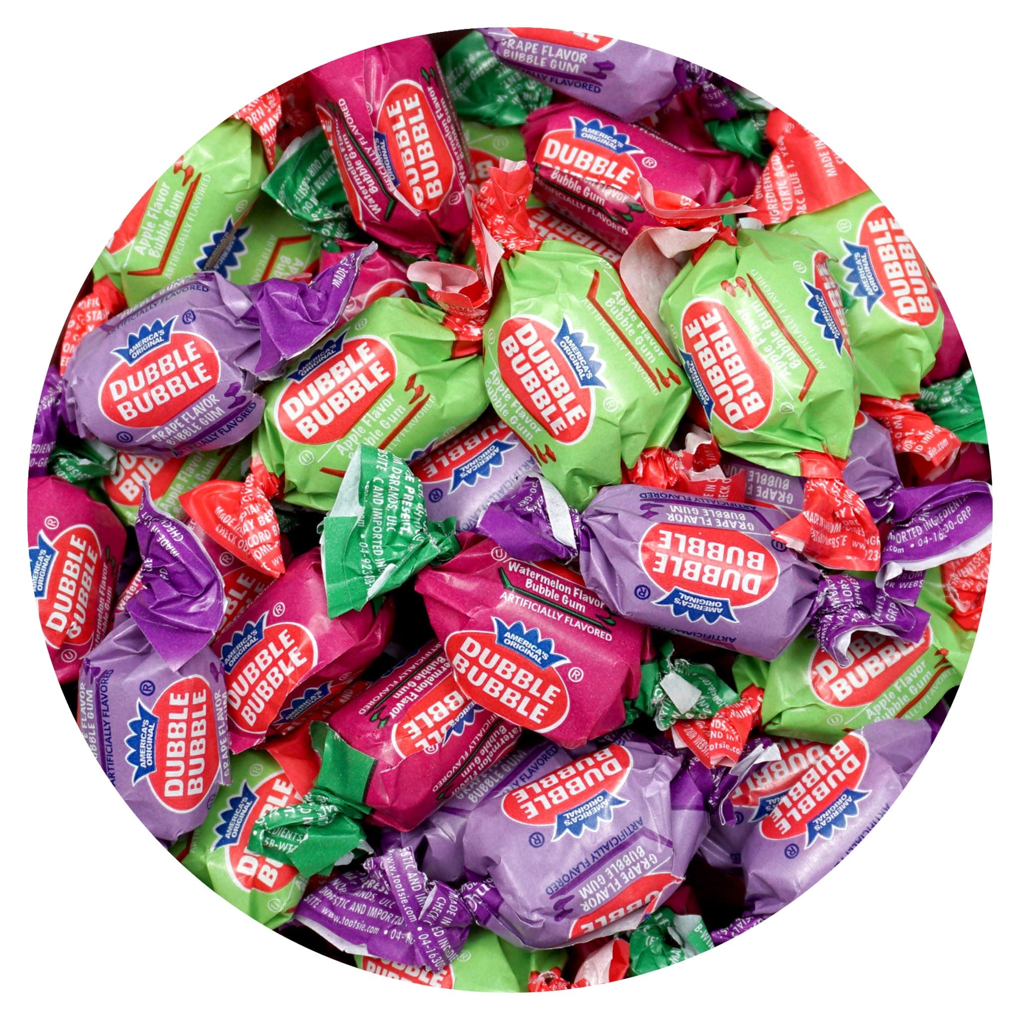 The Hampton Popcorn Company Dubble Bubble Assorted Fruit Flavored Gum - 2 Pound Bulk Bag (Approx. 140 Pieces) - Individually Wrapped Gum - & Candy (Assorted Fruit Flavored - Multi Colored)