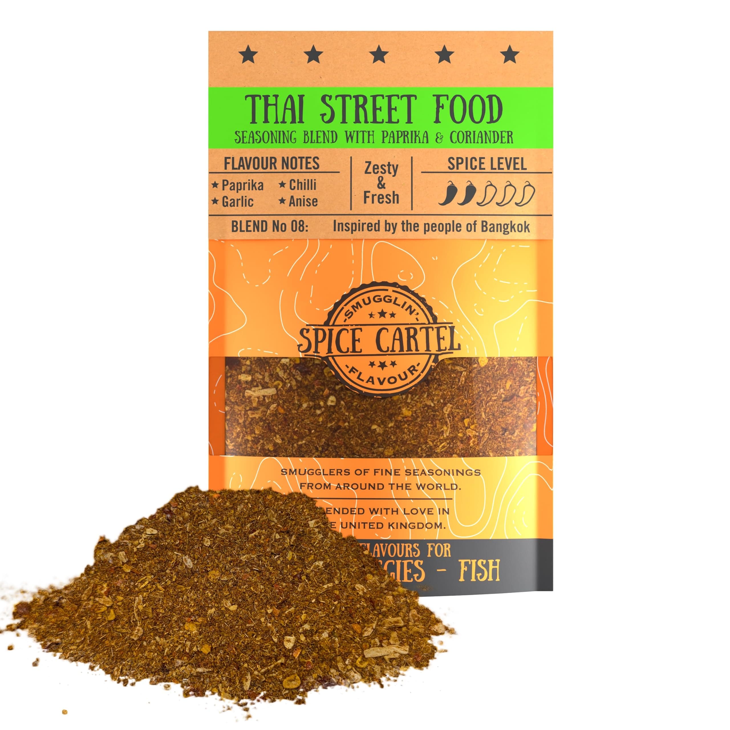 Thai Street Food. Authentic Thai Seasoning Blend For Chicken, Pork & Seafood. 35g Resealable Pack Seasons 1kg+ Of Protein. Premium UK Hand Blended.