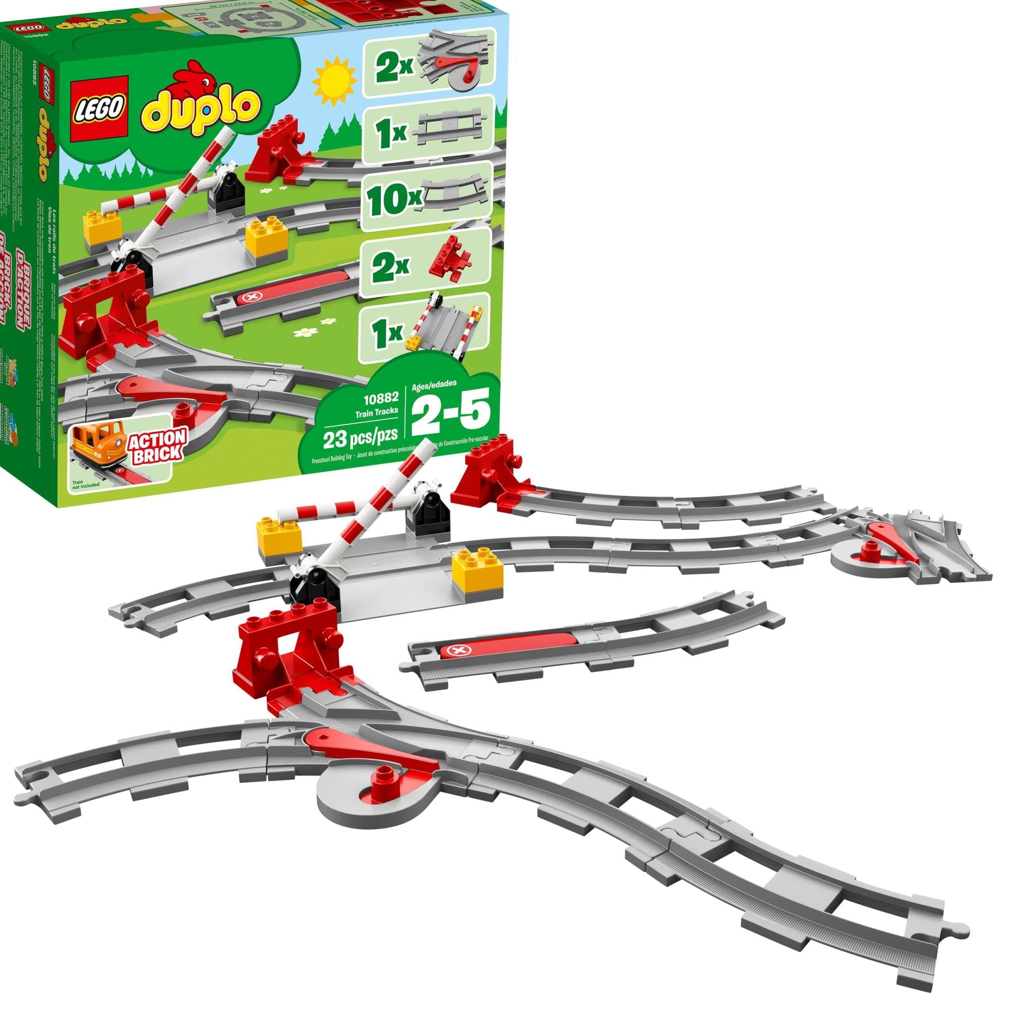 DUPLO Town Train Tracks Expansion Set 10882 - Building Block Railway Toys for Toddlers, Duplo Train Collection, Learning Through Play, Kid-Friendly Gifts for Boys and Girls Ages 2-5