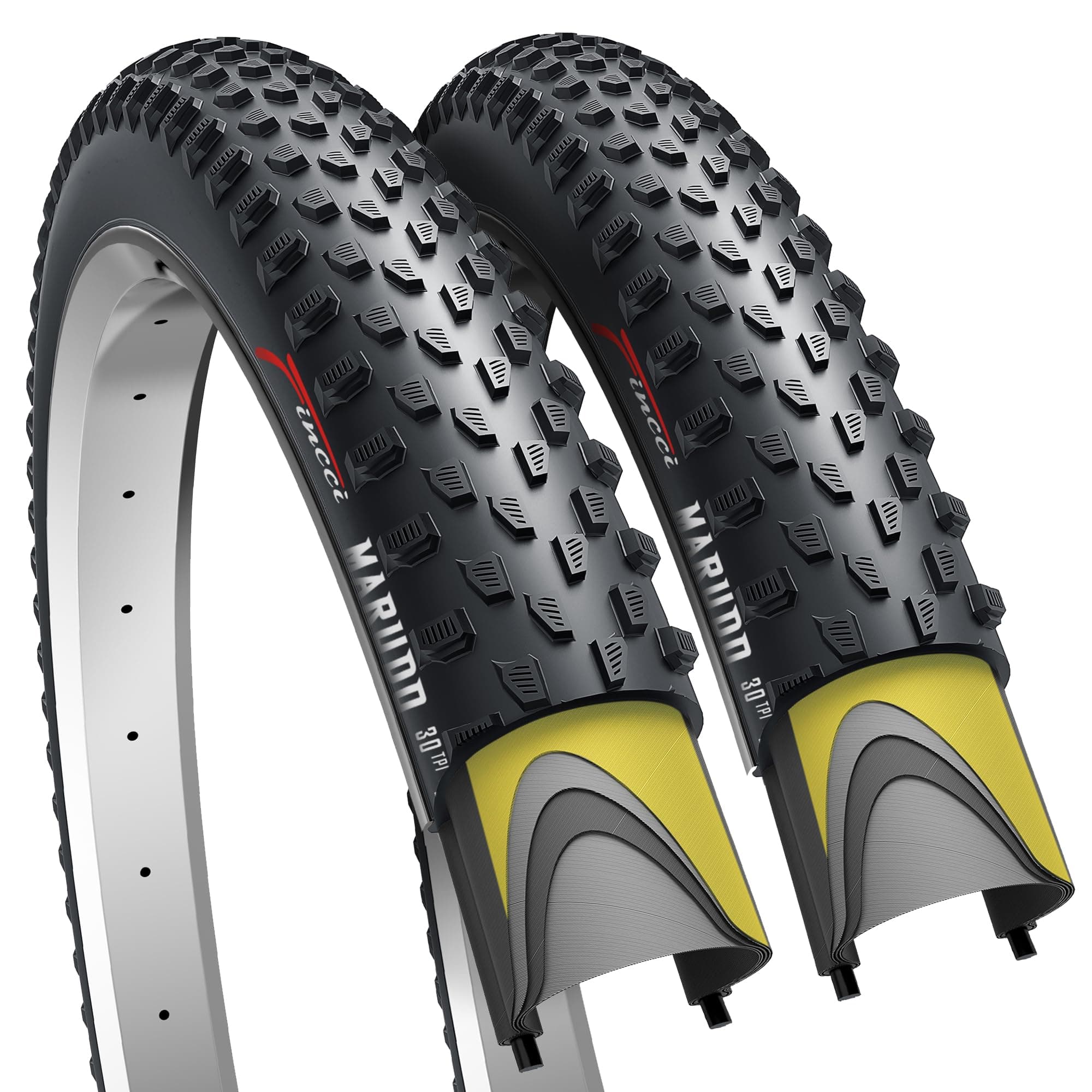 Fincci Bicycle Tyres MTB 29 x 2.1 Inch - Kevlar Foldable Tires 29 inches 30 TPI with 1mm Nylon Protection - Pack of 2 Accessories 52-622 for Mountain Bikes, Electric, Gravel Hybrid Bikes