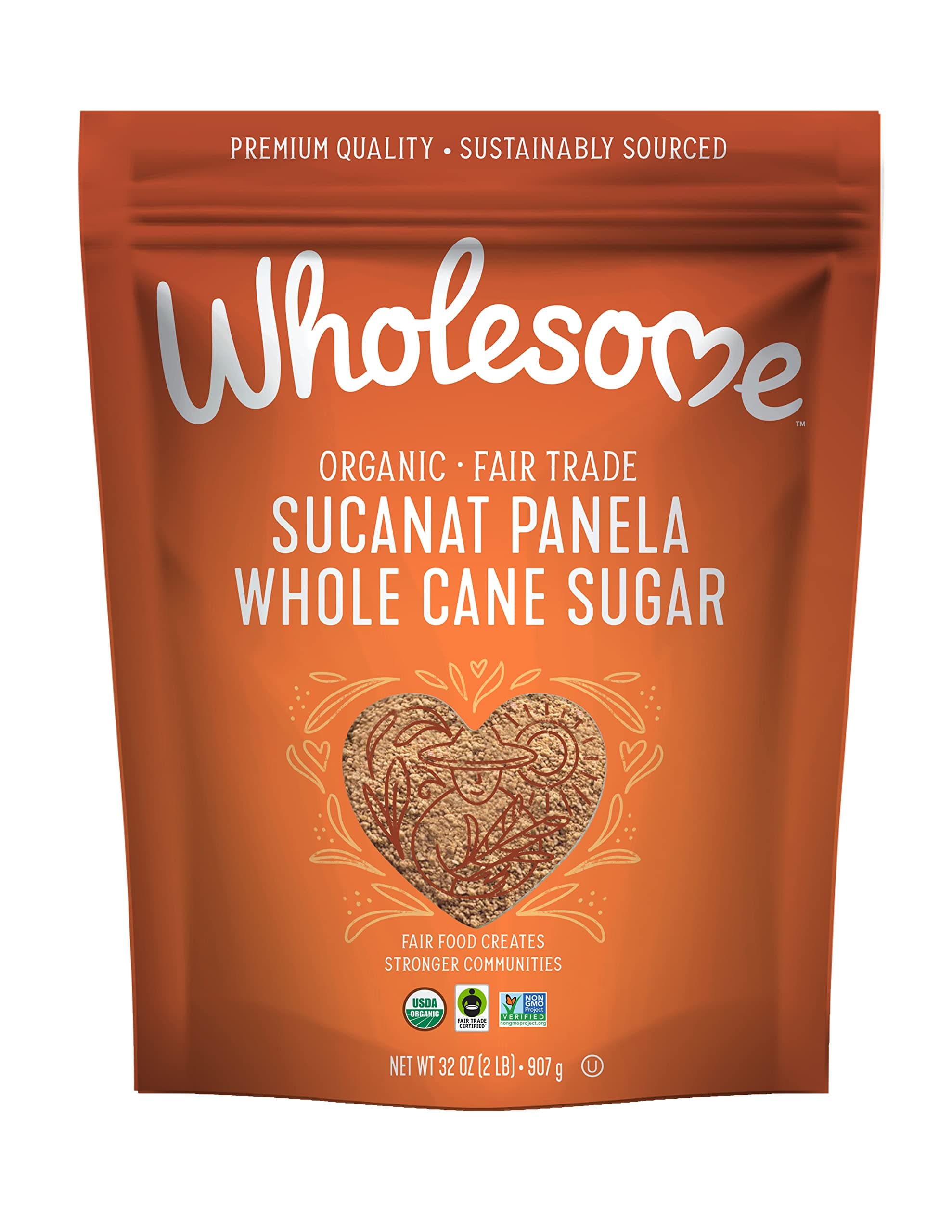 Sweeteners 32-Ounce Organic Sucanat Panela Whole Cane Sugar, Fair Trade, Non-GMO Project Verified, Gluten Free & Vegan for Baking, Sprinkling and More, 1 Pack