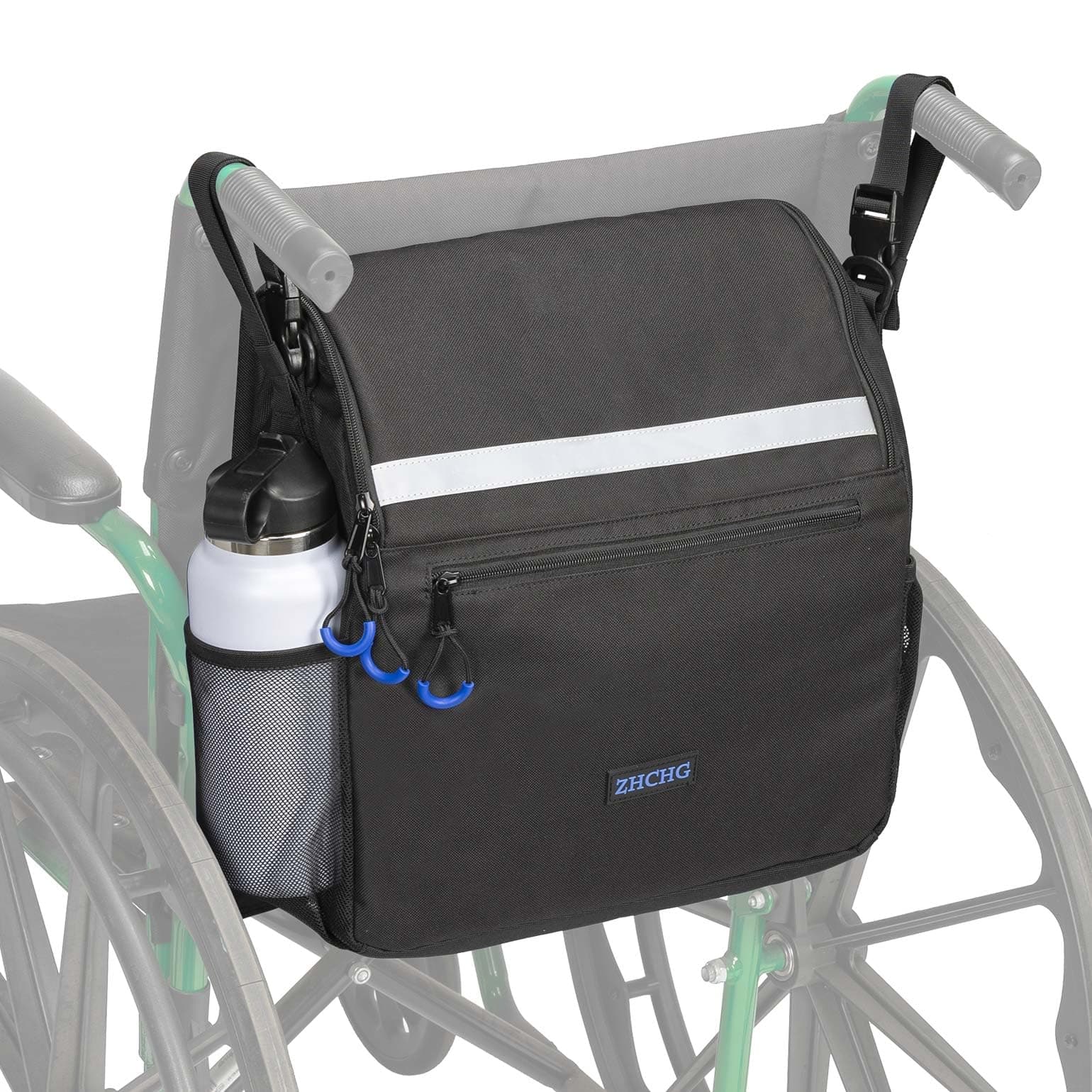 Wheelchair Bags, Wheelchair Backpack with Cup Holder, Wheelchair Bags to Hang on Back, Electric Wheel Chair Accessories, Large Storage Bag for Walker Rollator
