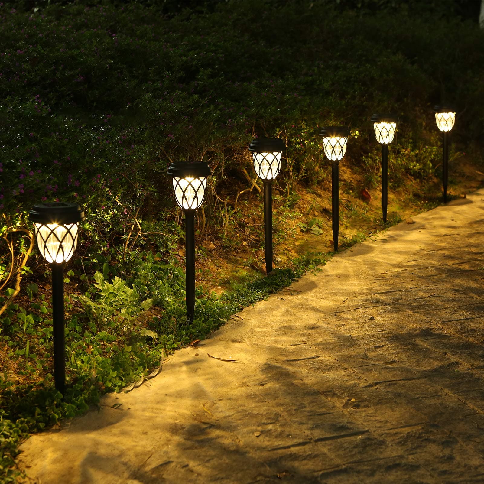 TomshineSolar Pathway Lights, 6 Pack Solar Lights Outdoor Solar Powered Pathway Lights, LED Solar Landscape Lights Waterproof Garden Lights for Walkway Path Yard Lawn(Warm White)
