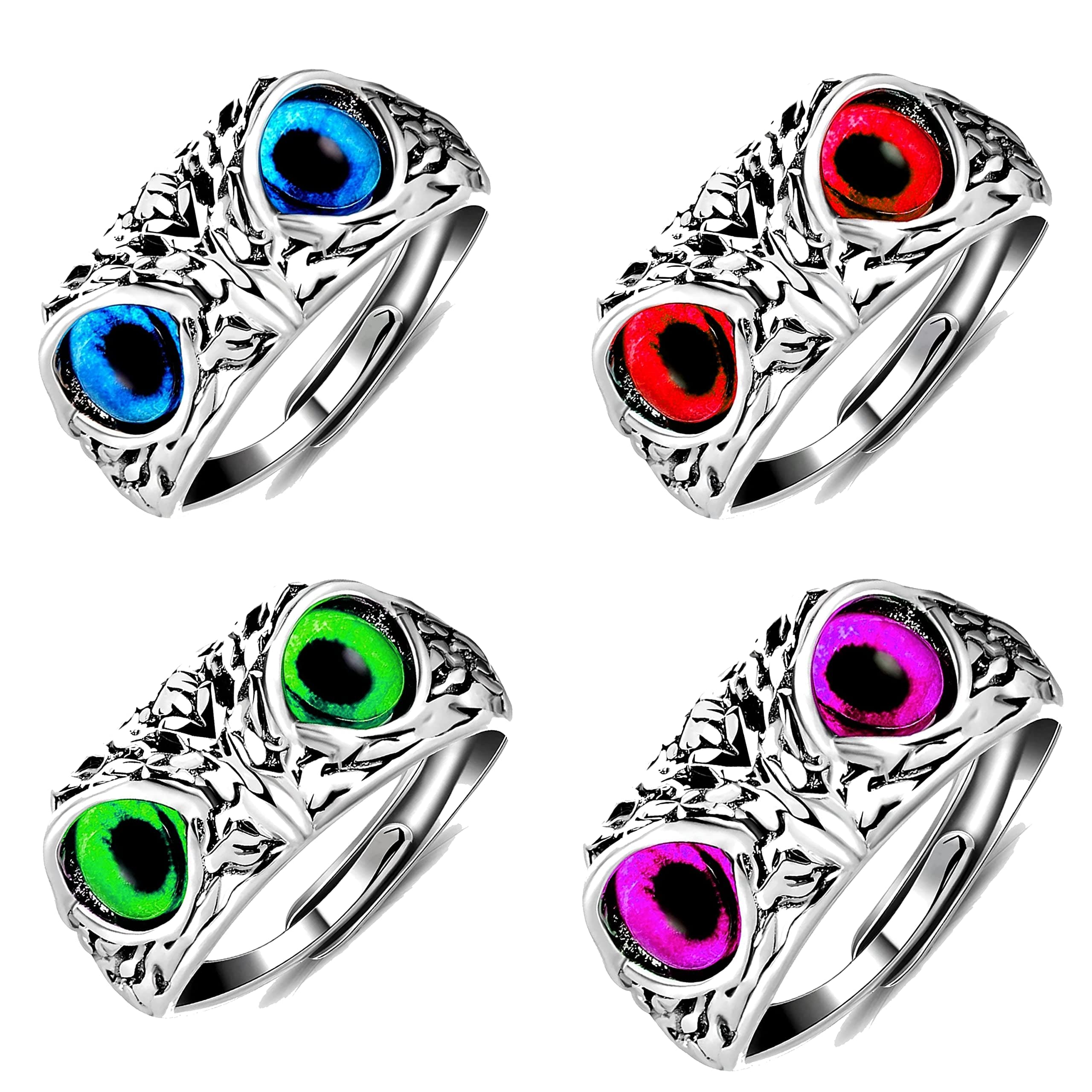 Men's Jewellery Stylish Owl Stylish Silver Rings For Men Boys Gift For Boys Men Set of 4