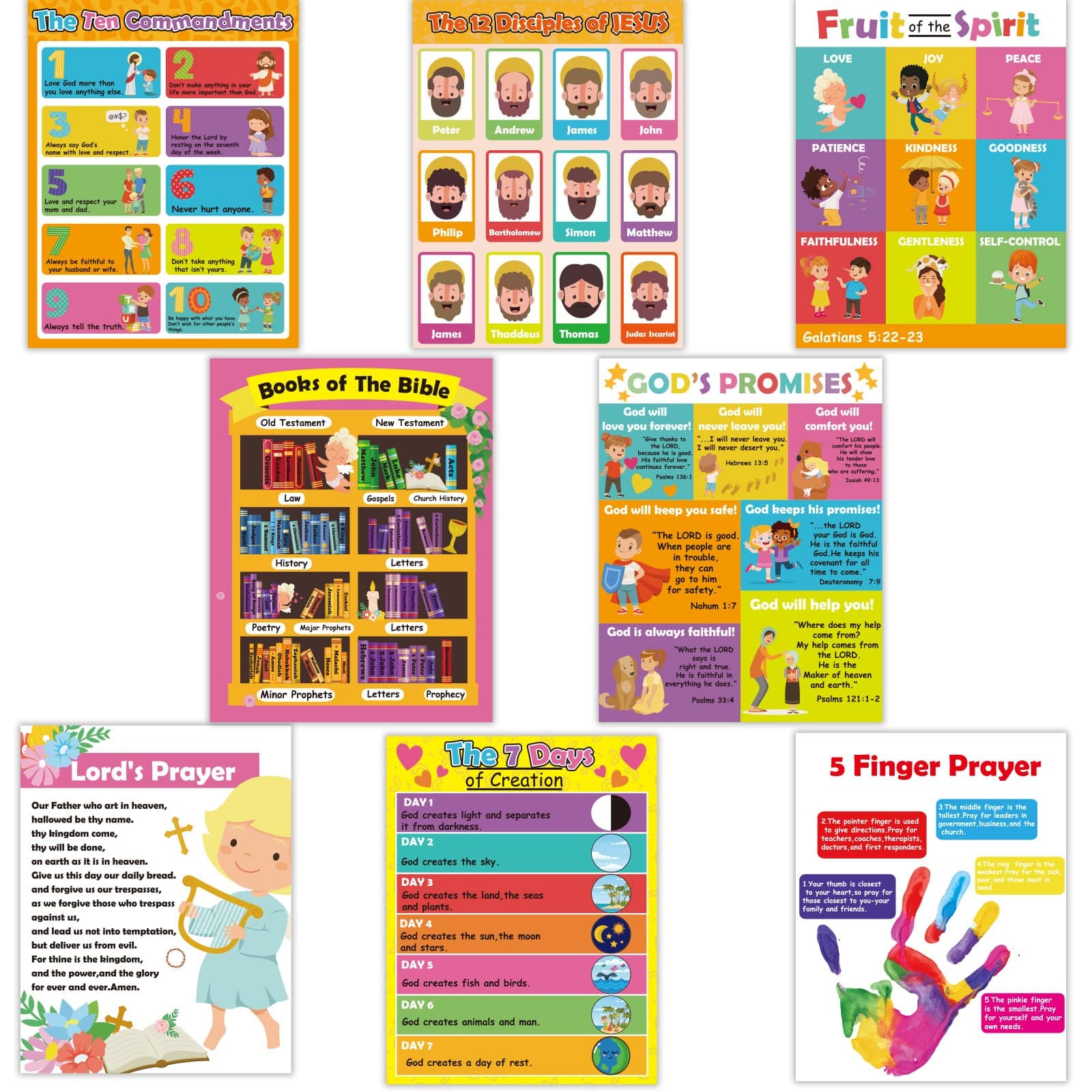 8 Pcs Bible Posters