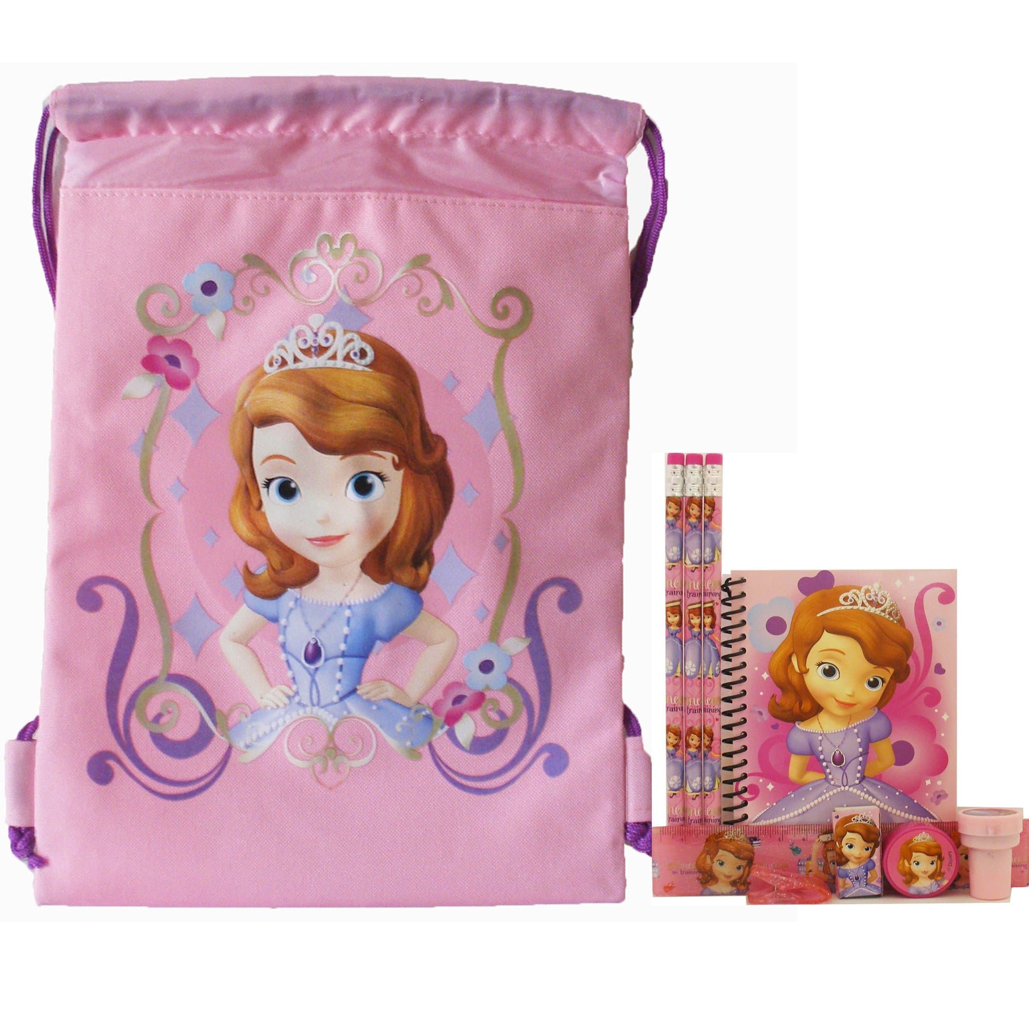 Disney Princess Sofia Pink Drawstring Bag and Stationery Set