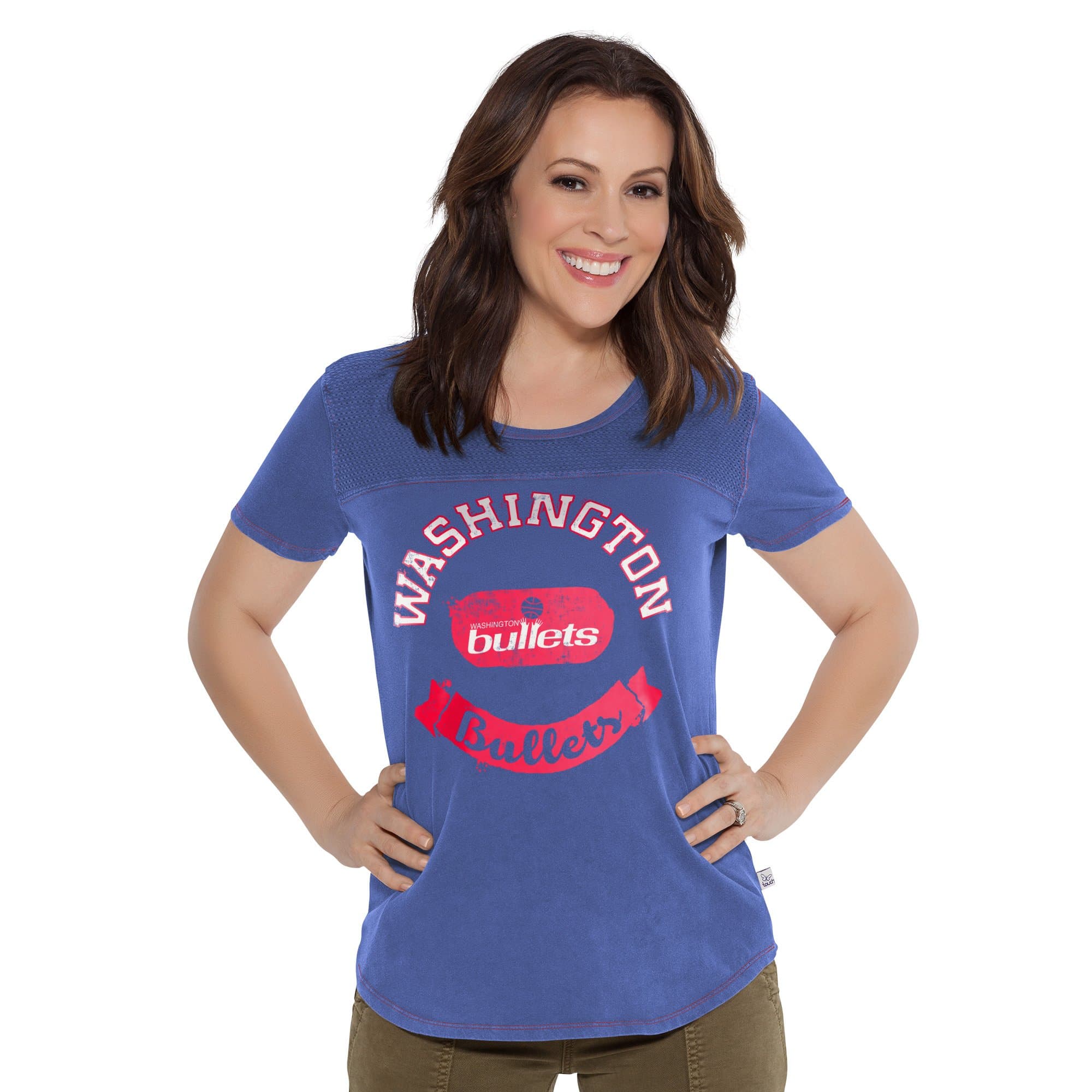 Touch by Alyssa Milano Women's Hardwood Classic Gridiron Tee, Royal, Large