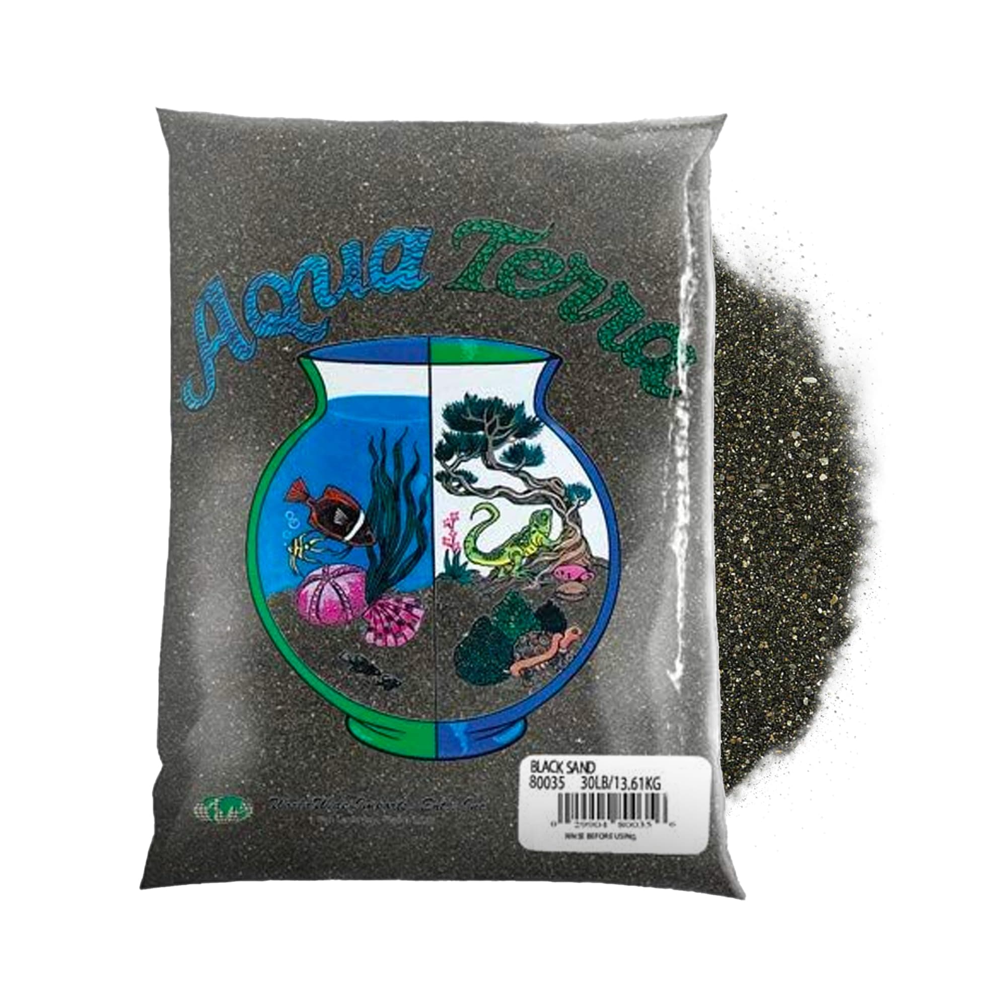 Nature s Ocean Aqua Terra Black Sand 5 lb Bag, Natural Aquarium Sand