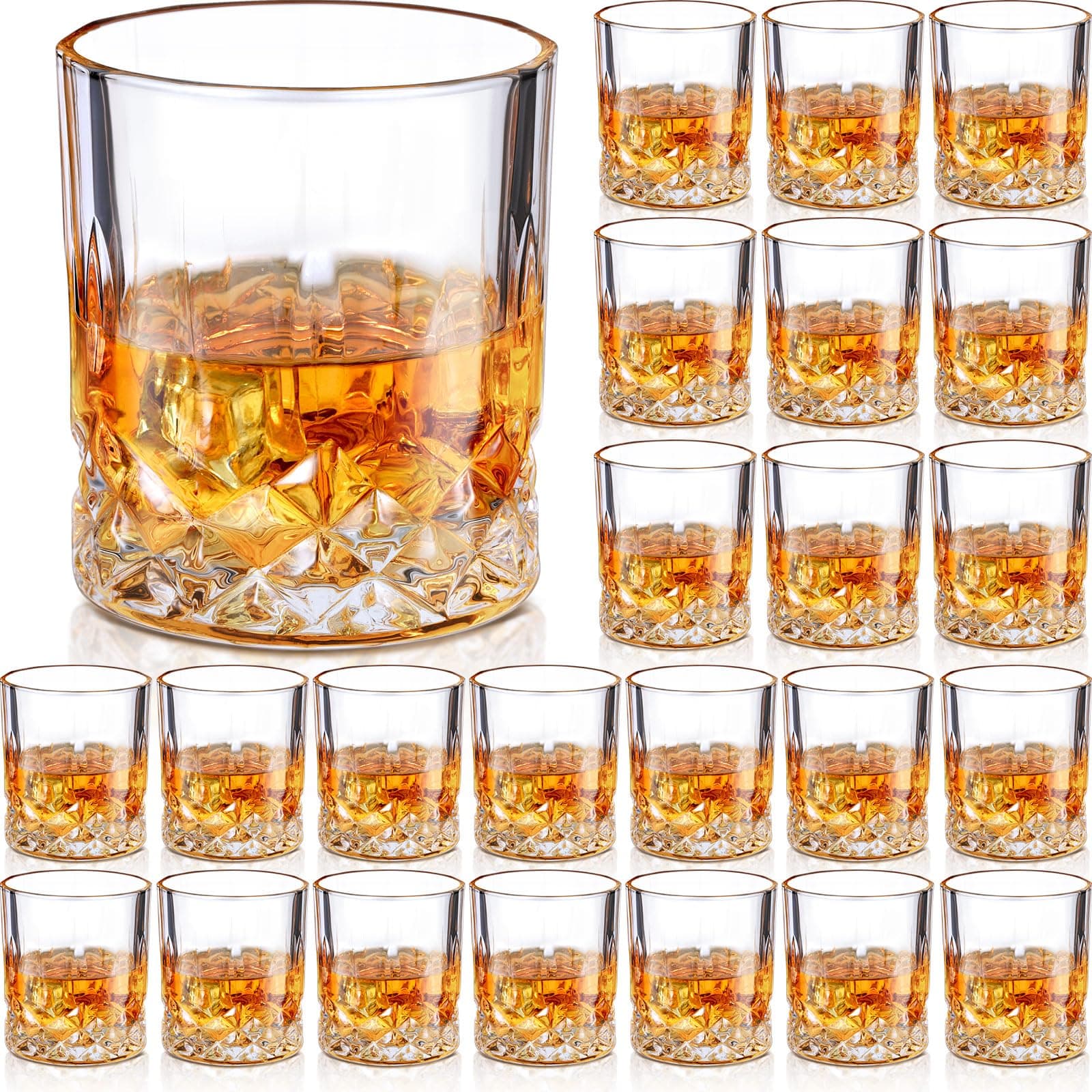 Yaomiao 24 Pcs Old Fashioned Whiskey Glasses Bulk 10 Oz Bourbon Glass Cocktail Rocks Glasses for Whiskey Bourbon Liquor and Cocktail Drinks Gift