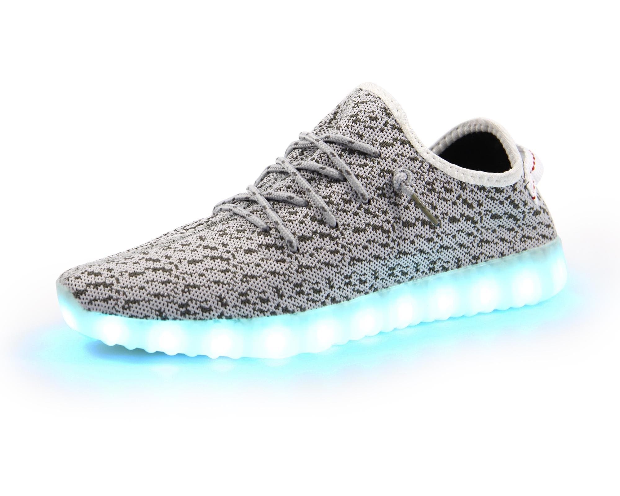 FLASHKICKS Shuffle F2 - Premium LED Shoes Bright Light Up Sneakers, Unisex (9 US Women / 7 US Men, Gray)
