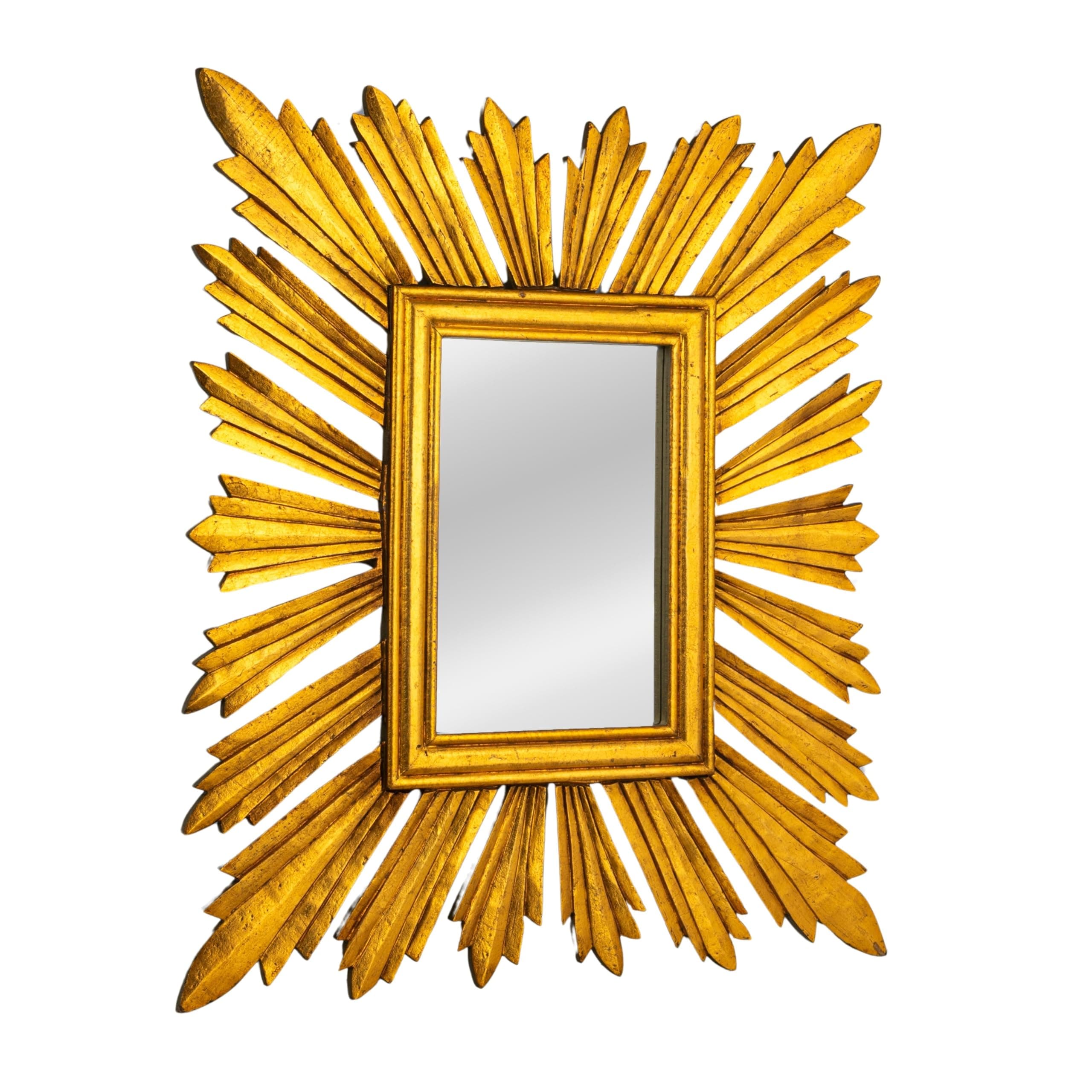 Creative Co-Op Sunburst Rectangular Wall Mirror, Gold