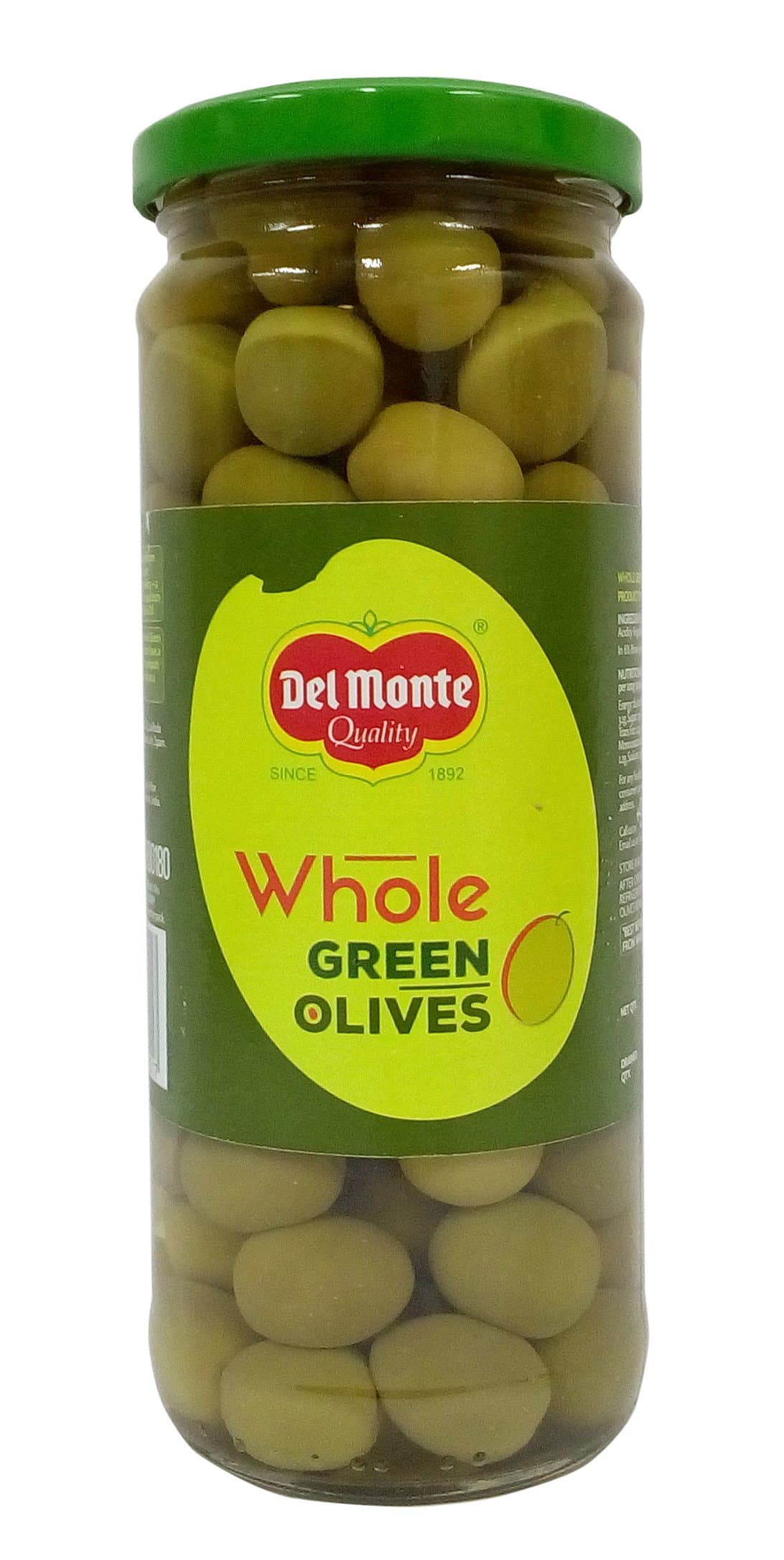 Green Olives - Whole, 450g Jar