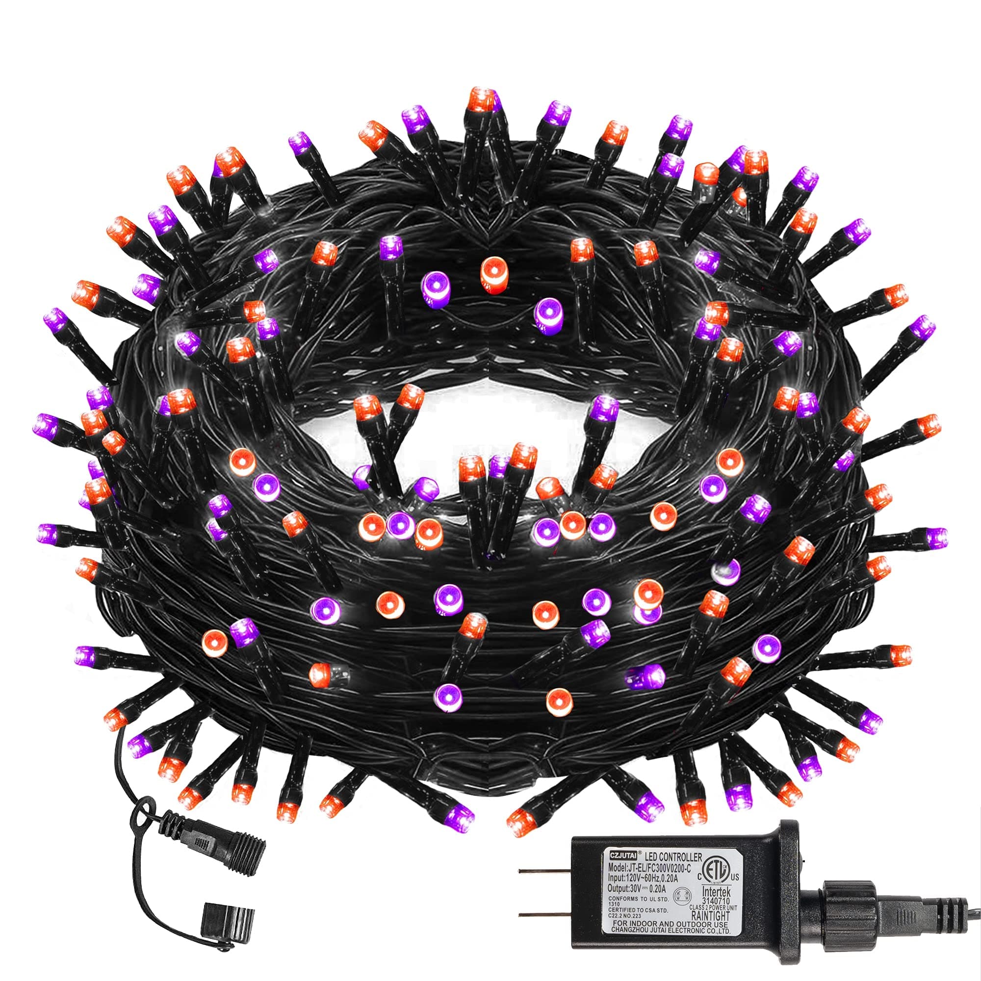 Halloween String Lights, 66FT 200 LED Connectable Black Wire 8 Modes String Lights, Waterproof Christmas Decorations for Indoor Outdoor Patio Party Holiday, Purple & Orange