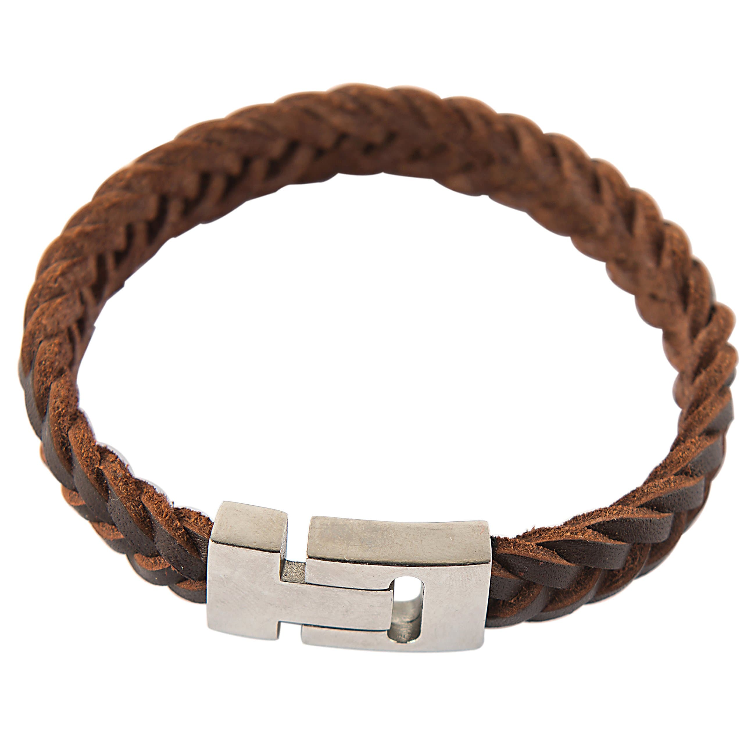 Vexed Soul Genuine Leather Braid Bracelet with Polished 316L Stainless Steel Magnetic Clasp