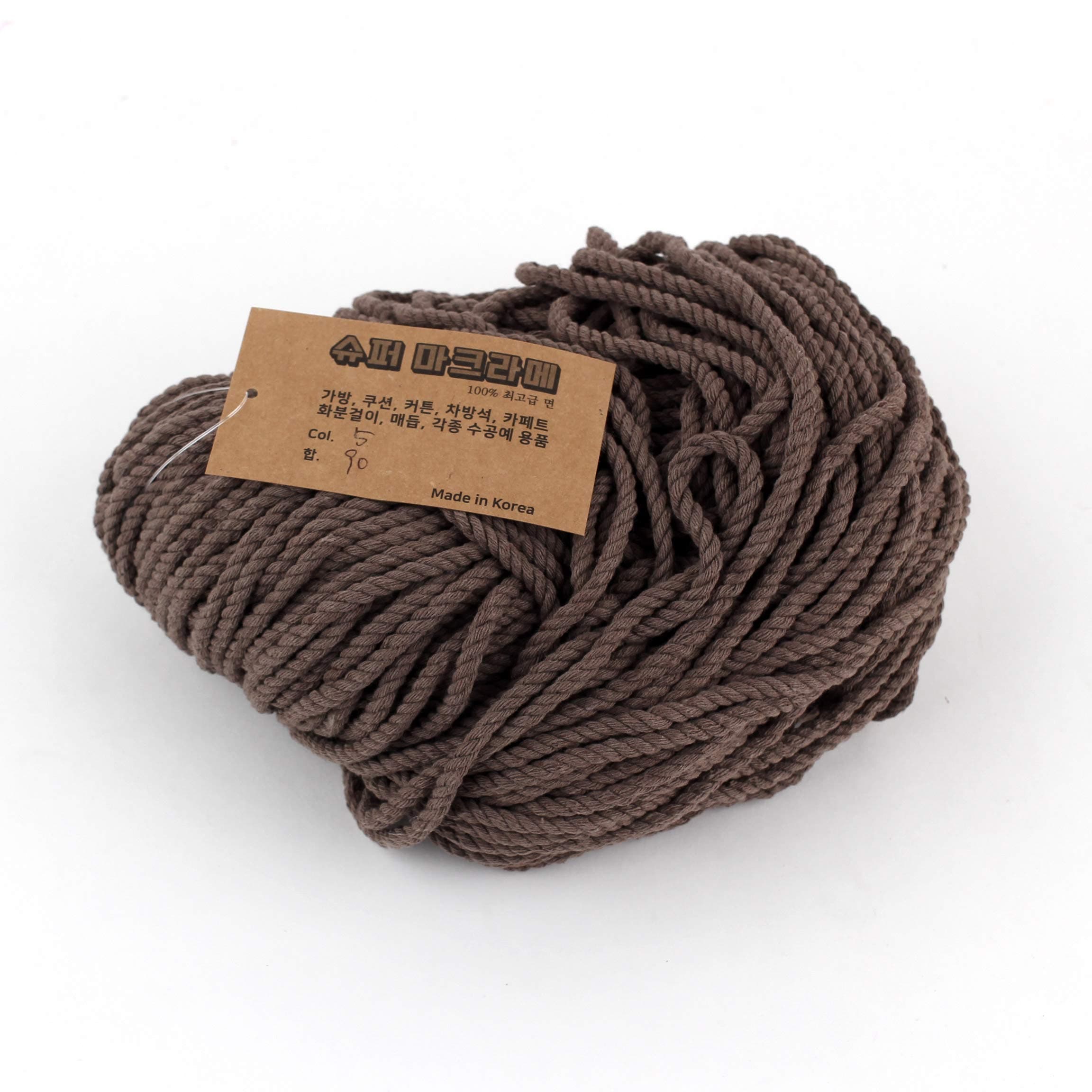 Super Macrame Cord 4mm x 87yd (80m) Cocoa Color Natural Cotton Handmade Wall Hangings Plant Hanger Crochet Dream Catcher DIY Craft Rope