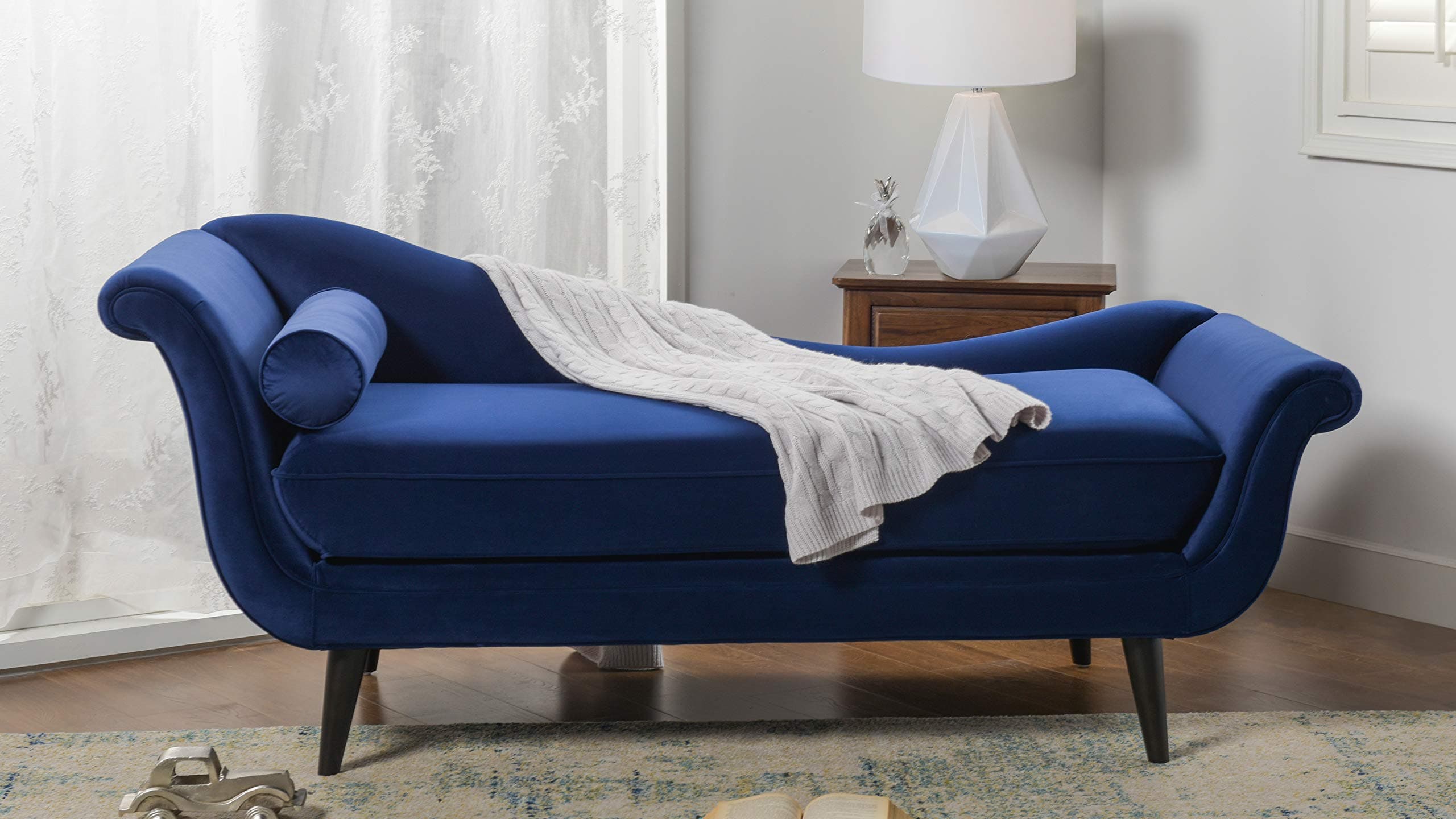 Sandy Wilson Home Kai Chaise Sofa, Navy Blue