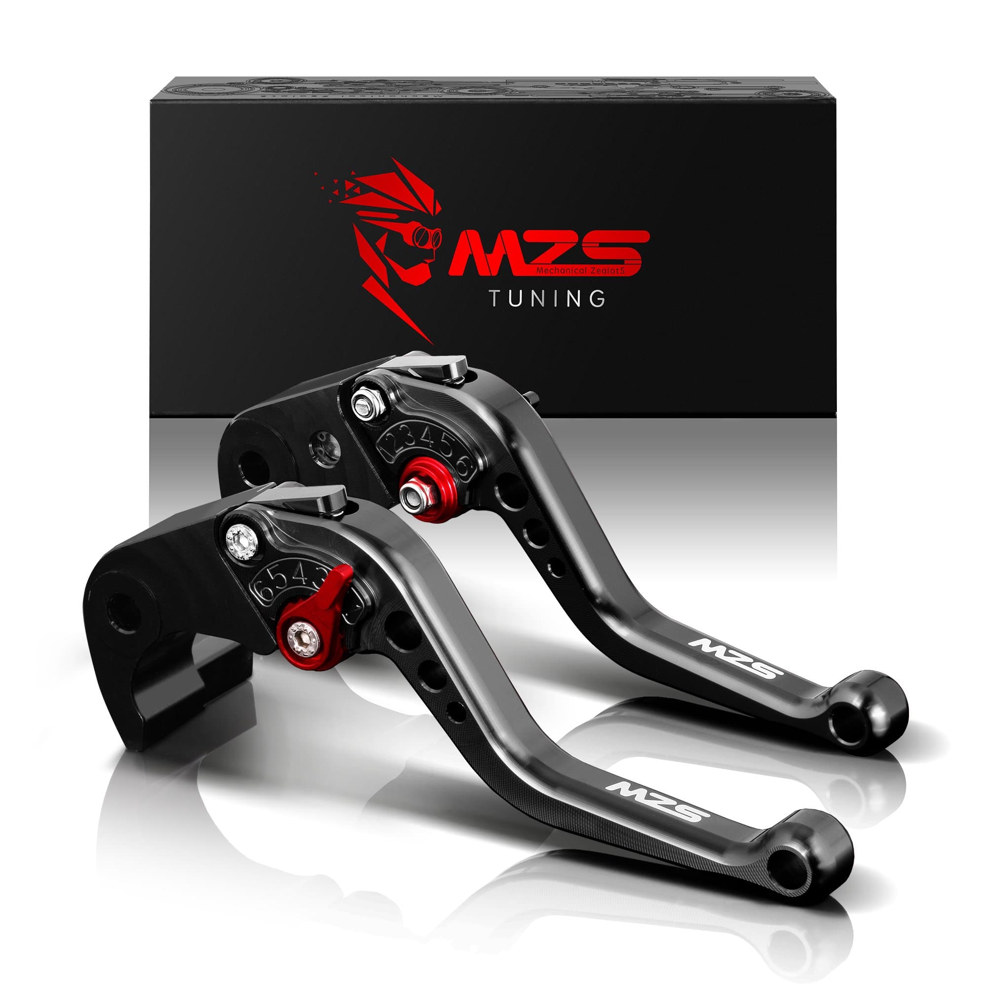 MZS Black Motorcycle Brake Clutch Levers Adjustable Short CNC Compatible with KLE300 KLE300X | KLX150S KLX125 KLX250 | KLX230 KLX230R KLX300 | Z125 Z250SL Z300 Z400 | EX250 EX300 EX400 0