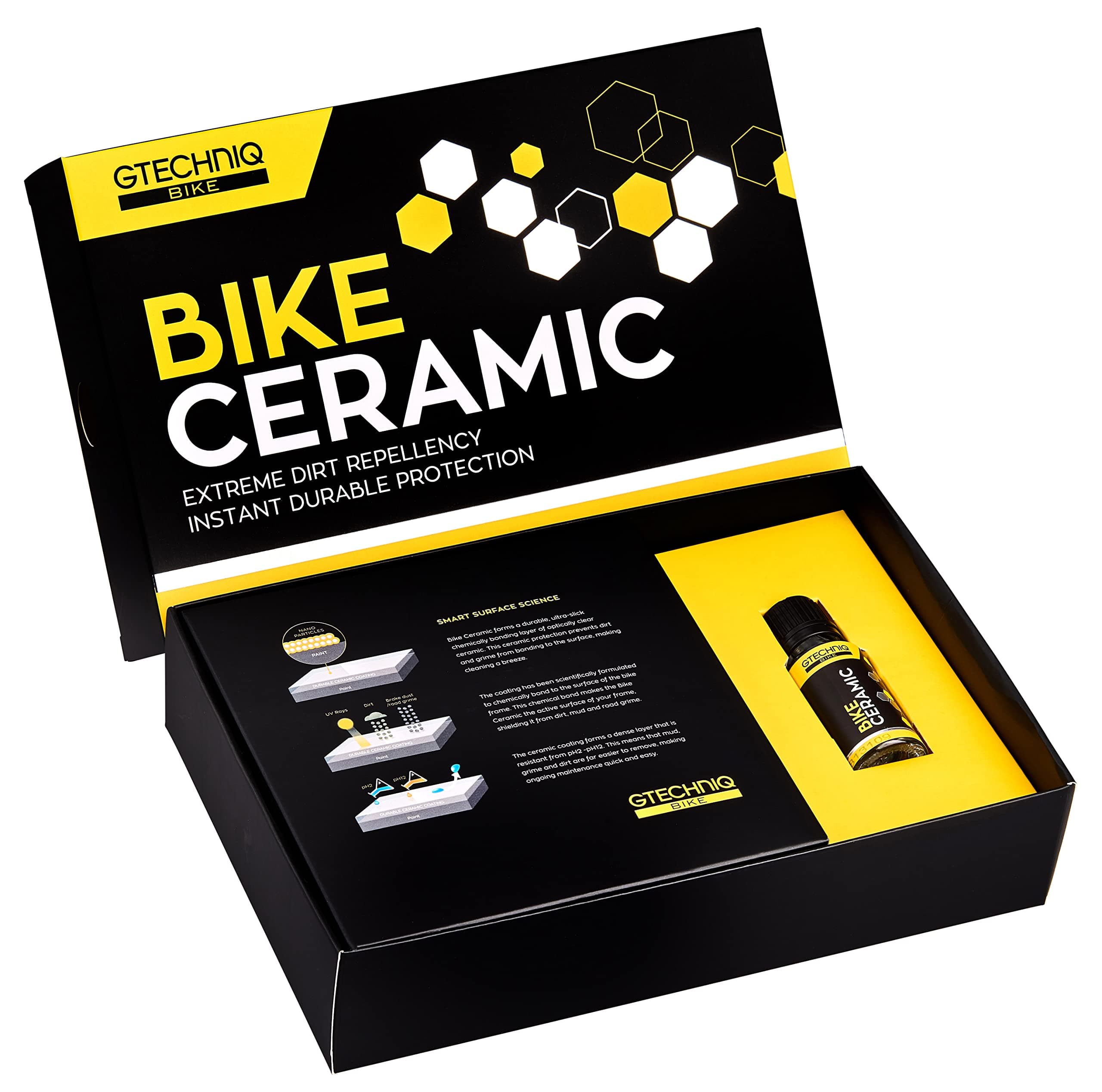 Bike Ceramic Bicycle Paint Protection Kit - Bike Protector Kit for Easy Cleaning - 1 x 100ml Frame Prep Spray, 1 x 15ml Ceramic Protector, 1 x Applicator, 1 x Microfiber Cloth