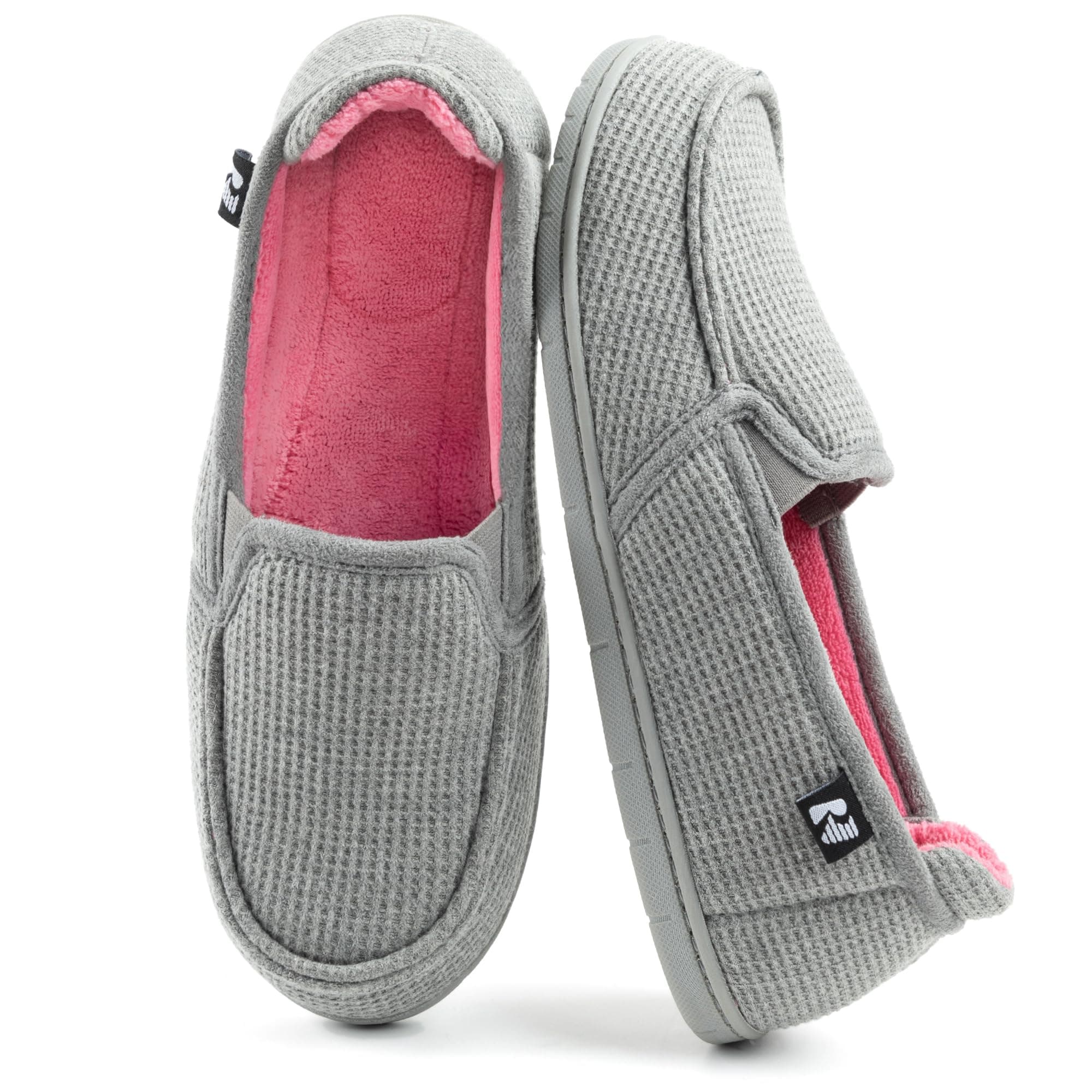 RockDove Women's Two-Tone Hoodback Slipper with Removable Insole, Size 9 US Women, Grey/Pink