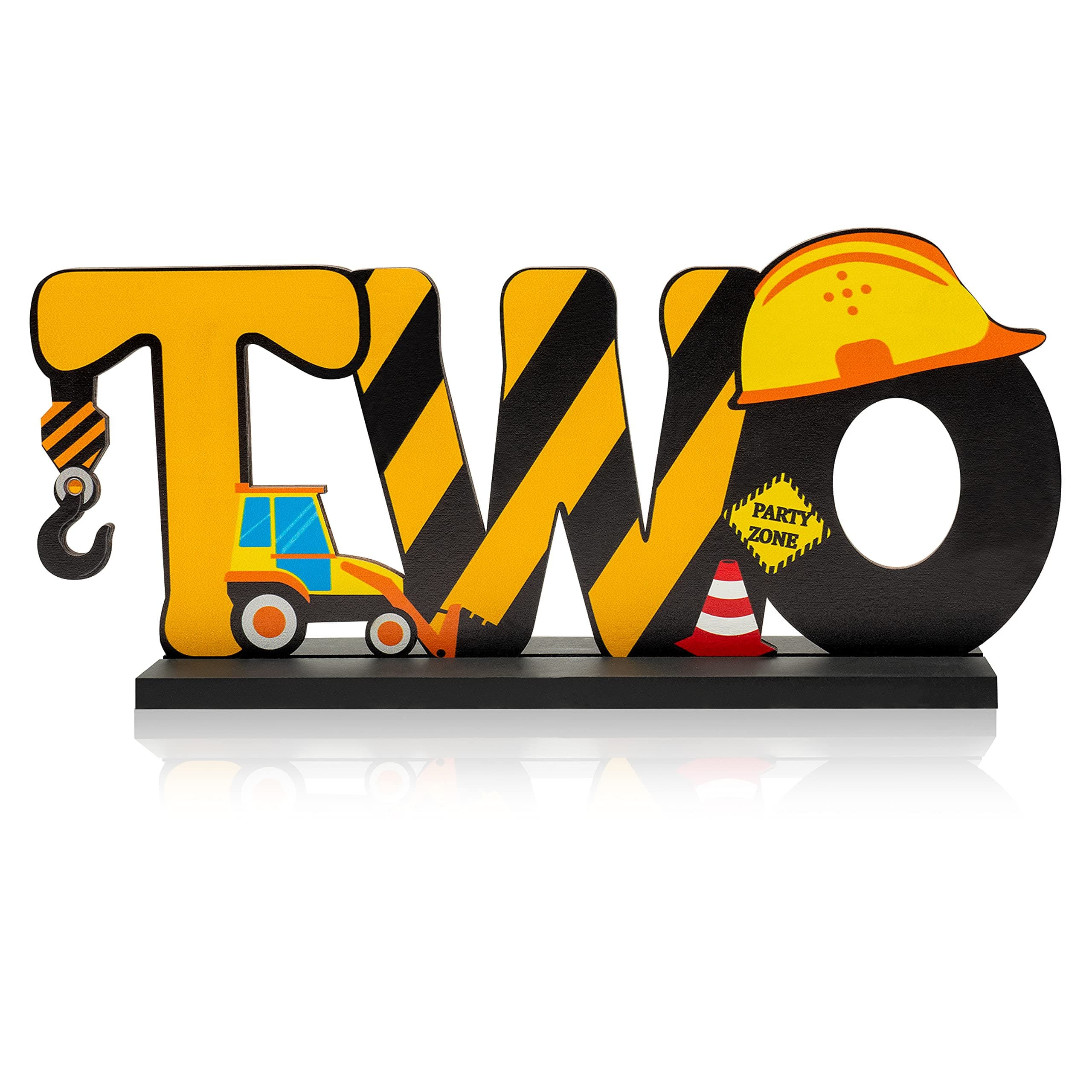 HaooryxConstruction Truck Two Letter Sign Wooden Table Centerpiece for Boys, Two Years Old Baby 2nd Birthday Party Decorations, Construction Theme Party Supplies Baby Shower Decor Photo Props