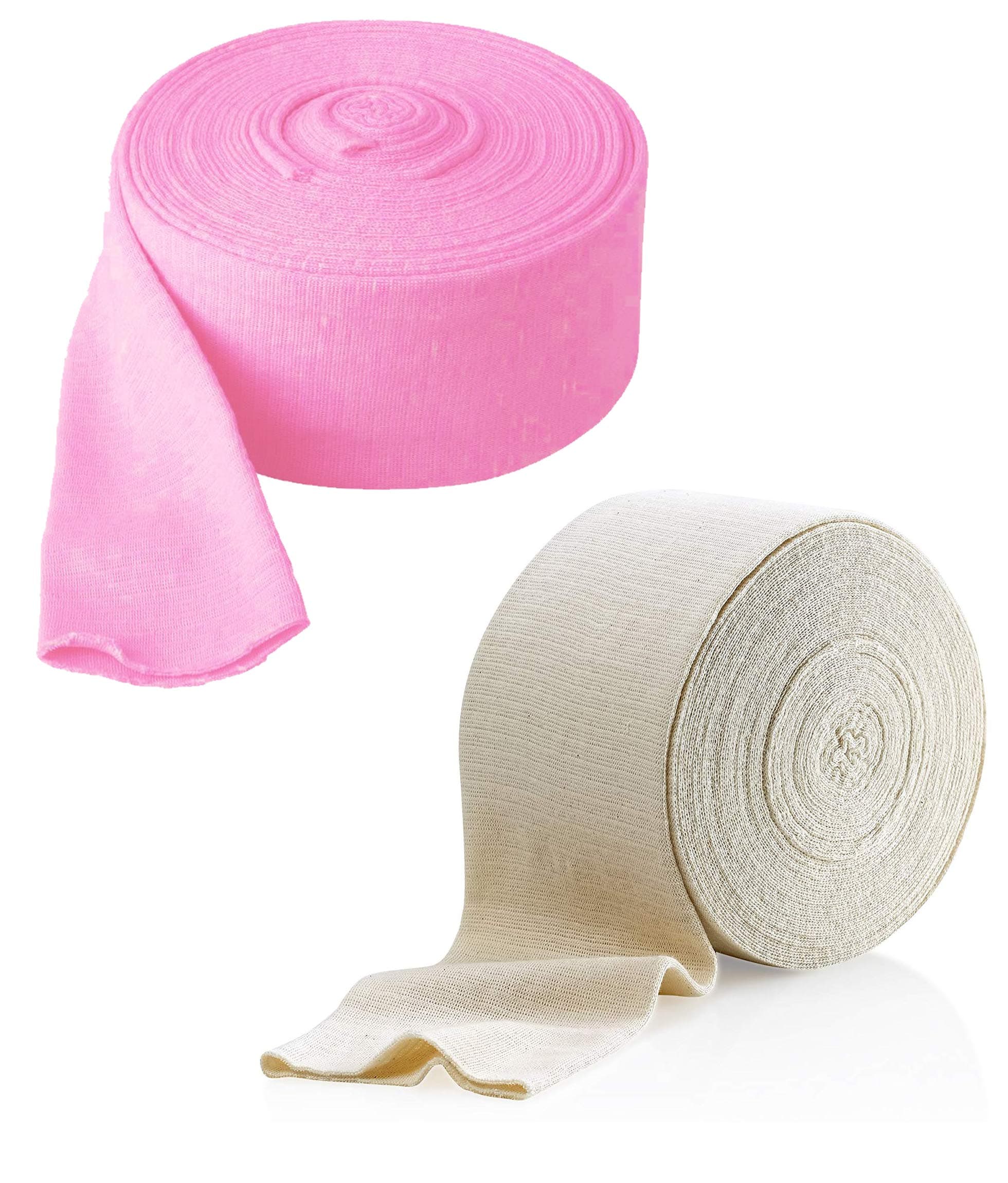 COMFORT ELASTICATED TUBULAR BANDAGE COLOR : WHITE & PINK,Size - 10 cm x 1 m (SIZE-F100 mm)